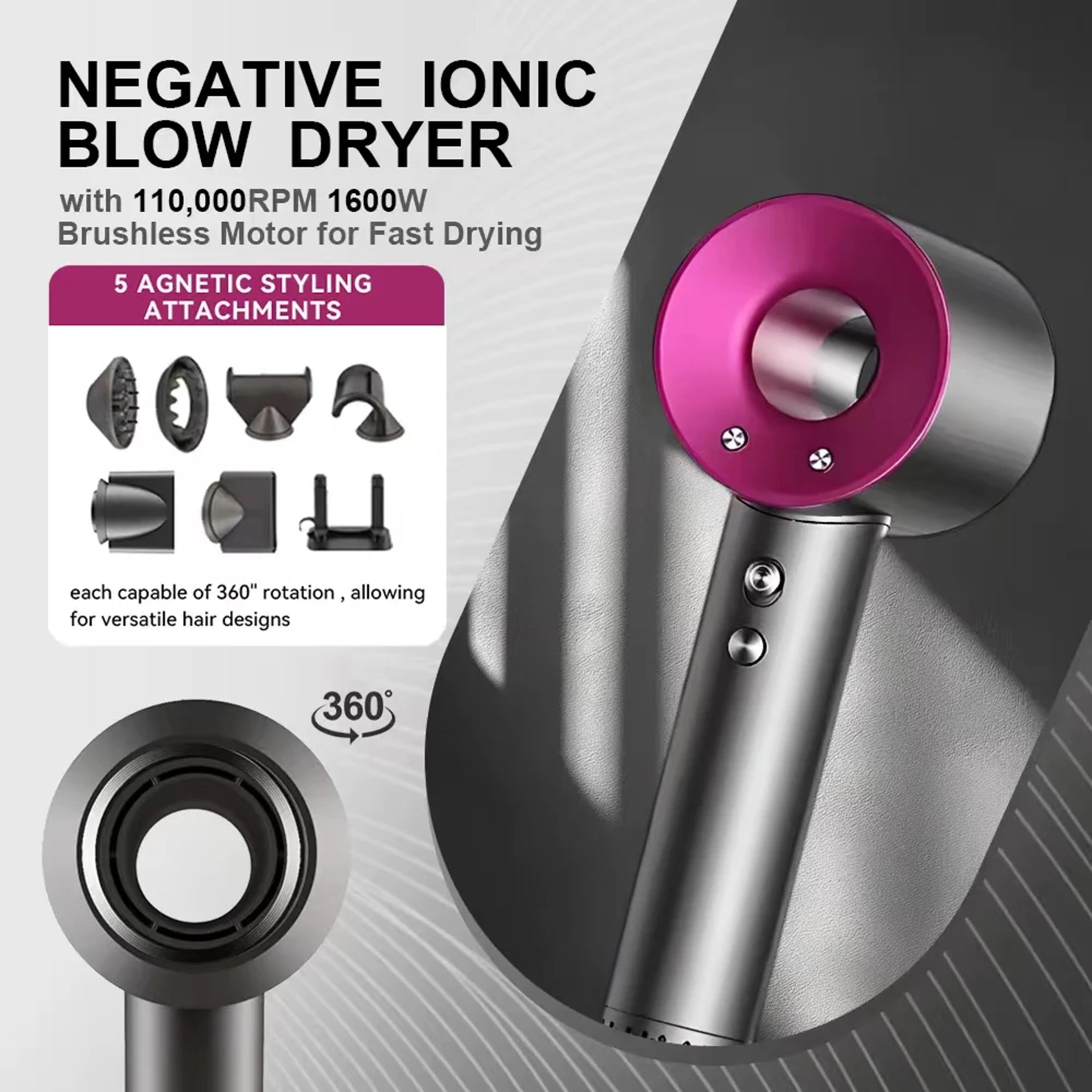 negative ionic hair dryer with thermo control for fast drying & travel