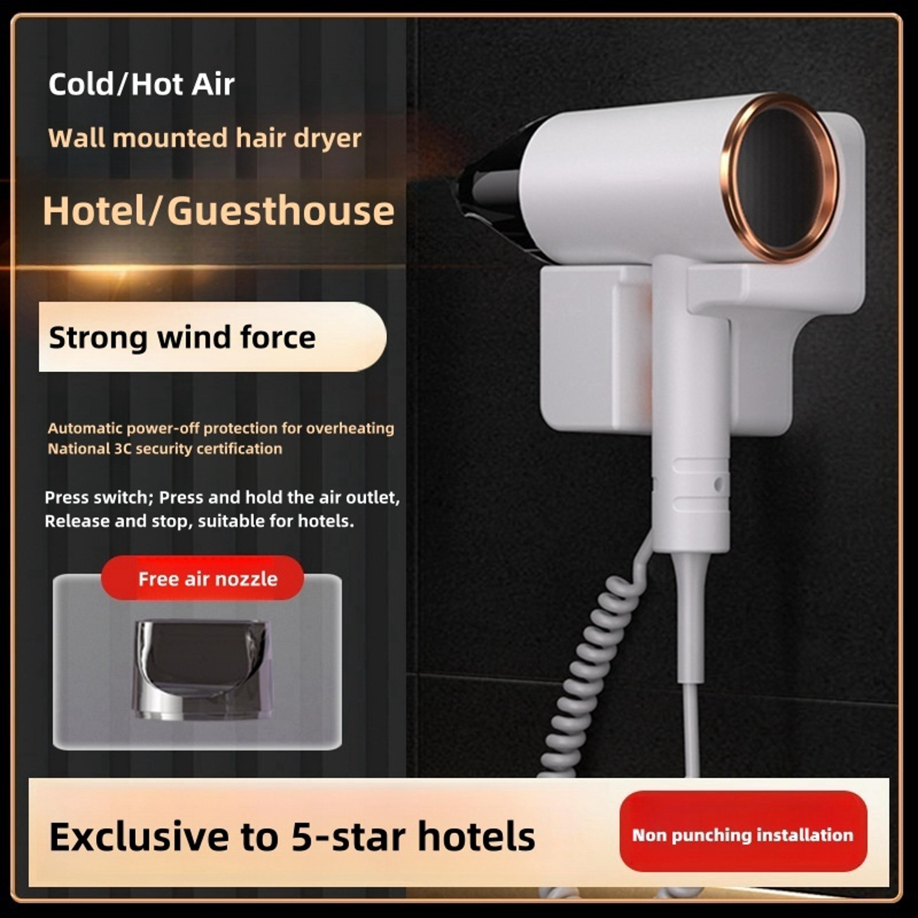wall mounted hotel hair dryer with fast dry ionic care & auto shut off