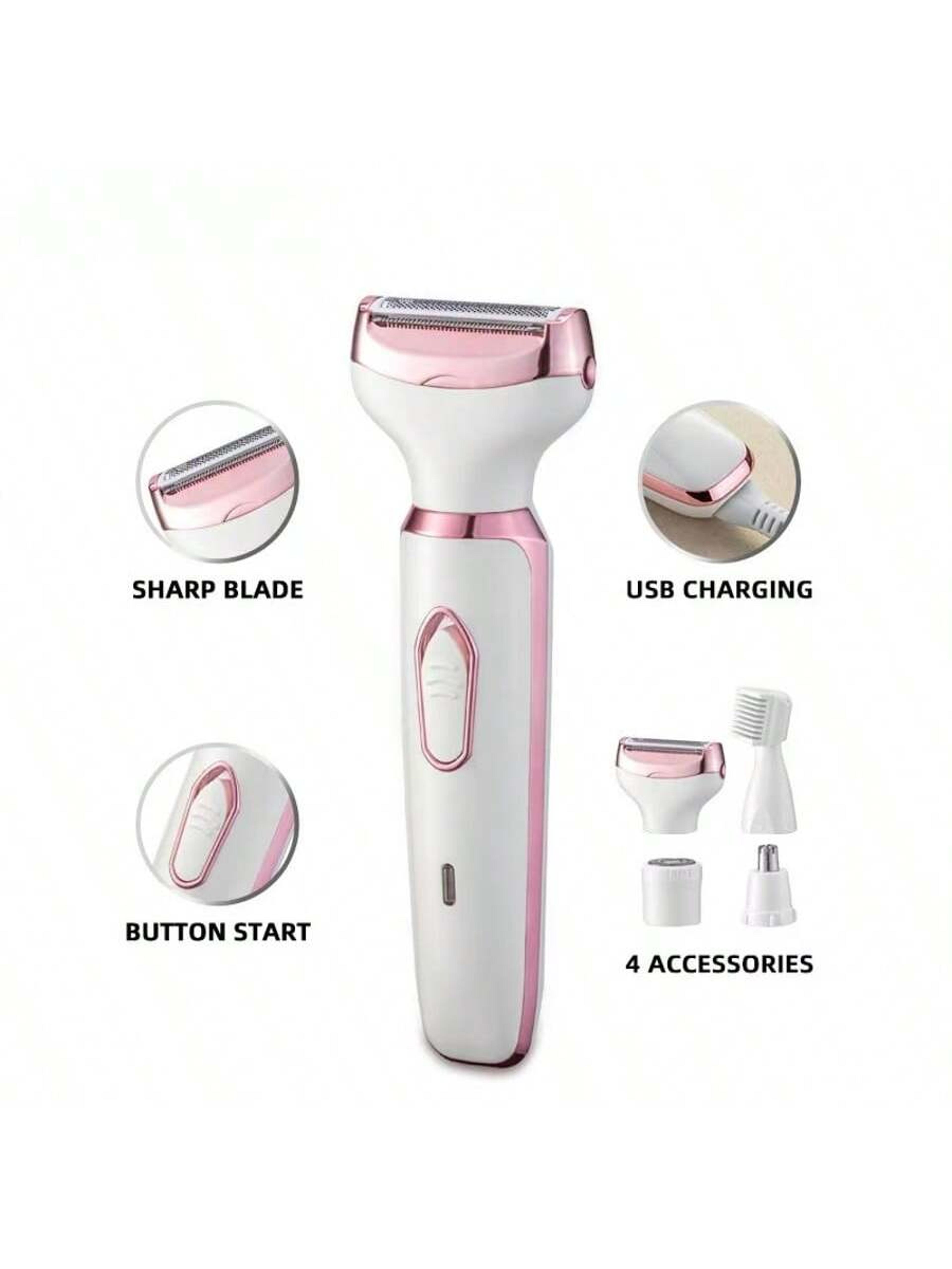 electric lady shaver rechargeable wet dry trimmer for face legs underarms & bikini