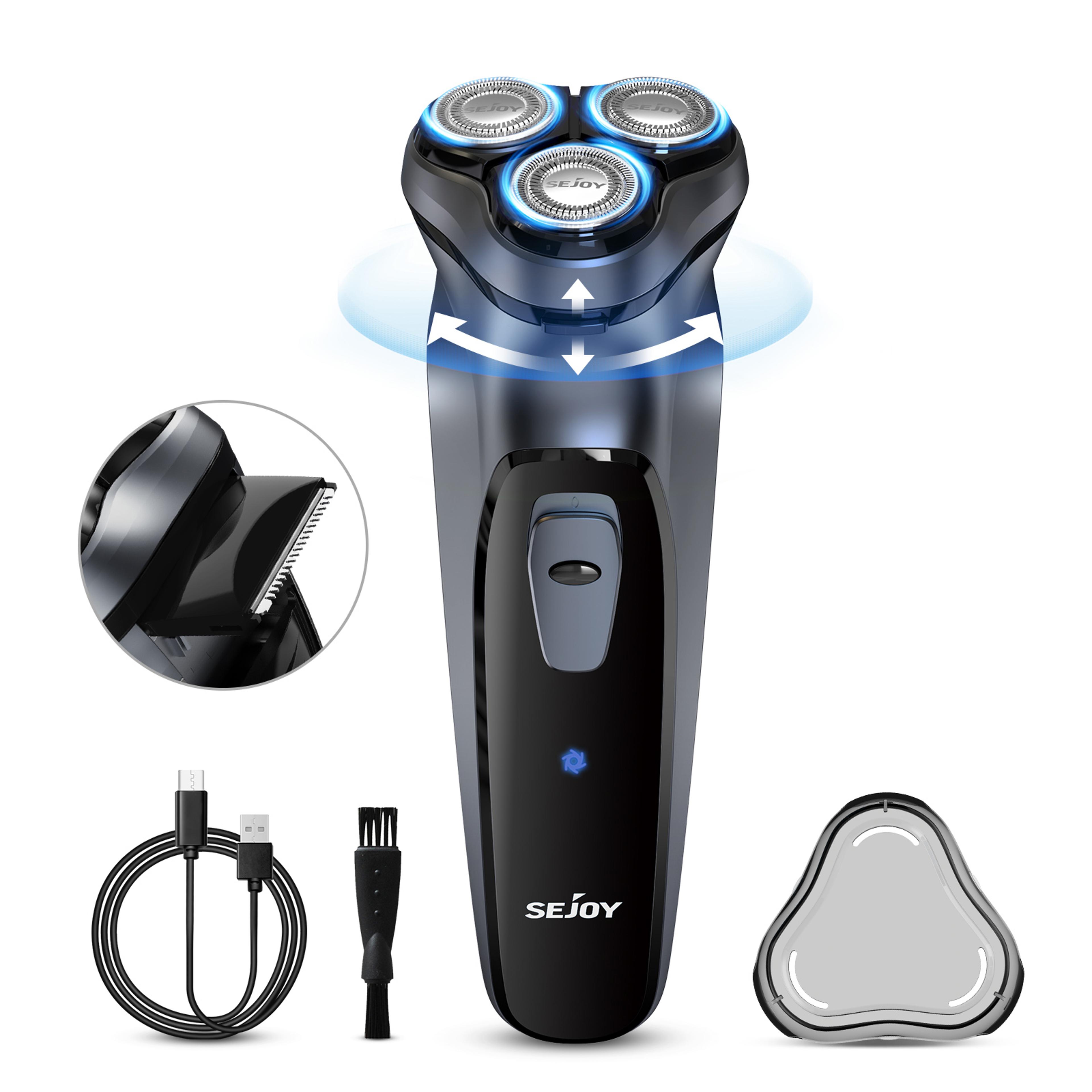 sejoy electric shaver for men rechargeable floating razor with pop up trimmer