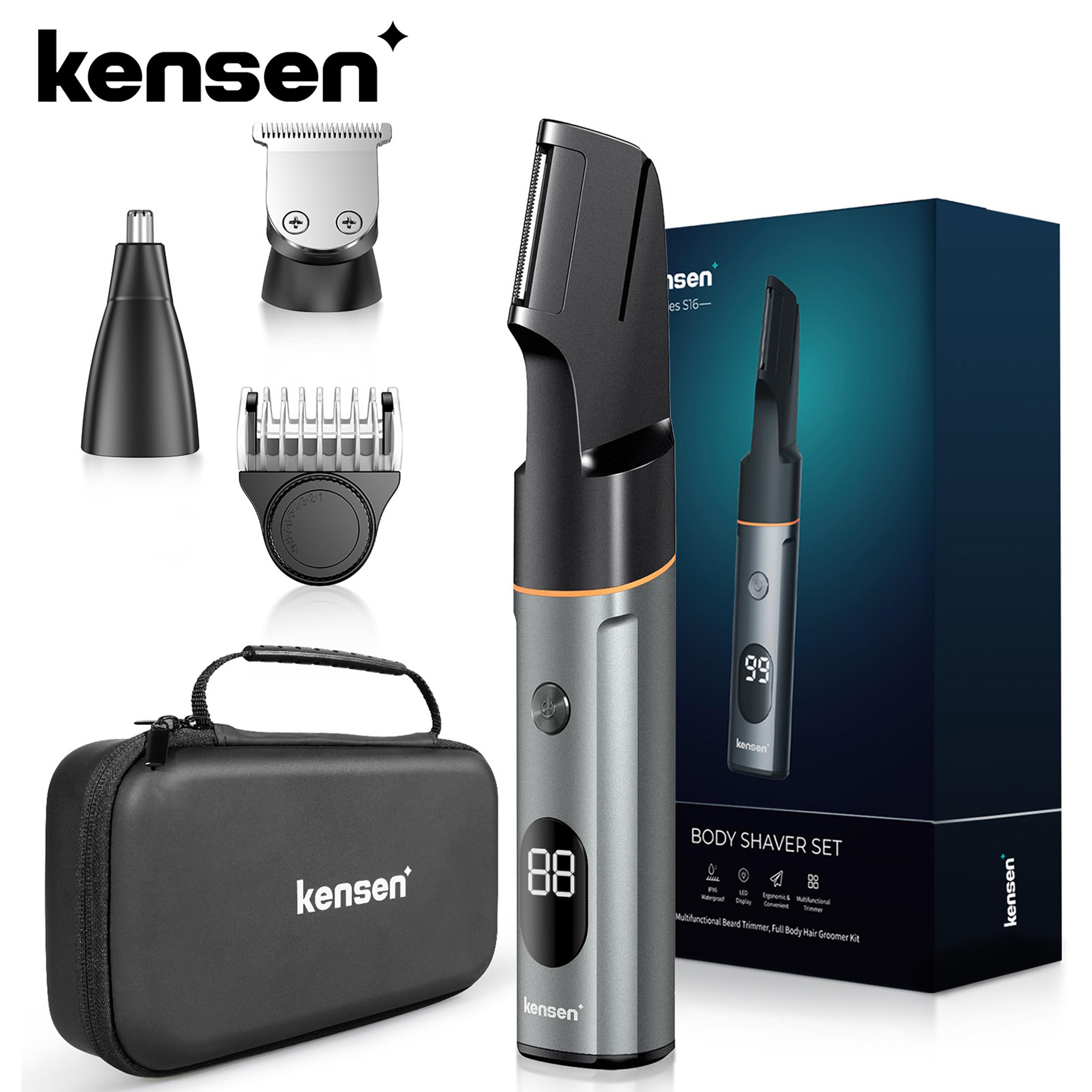 kensen body hair trimmer for men waterproof beard nose & pubic grooming kit