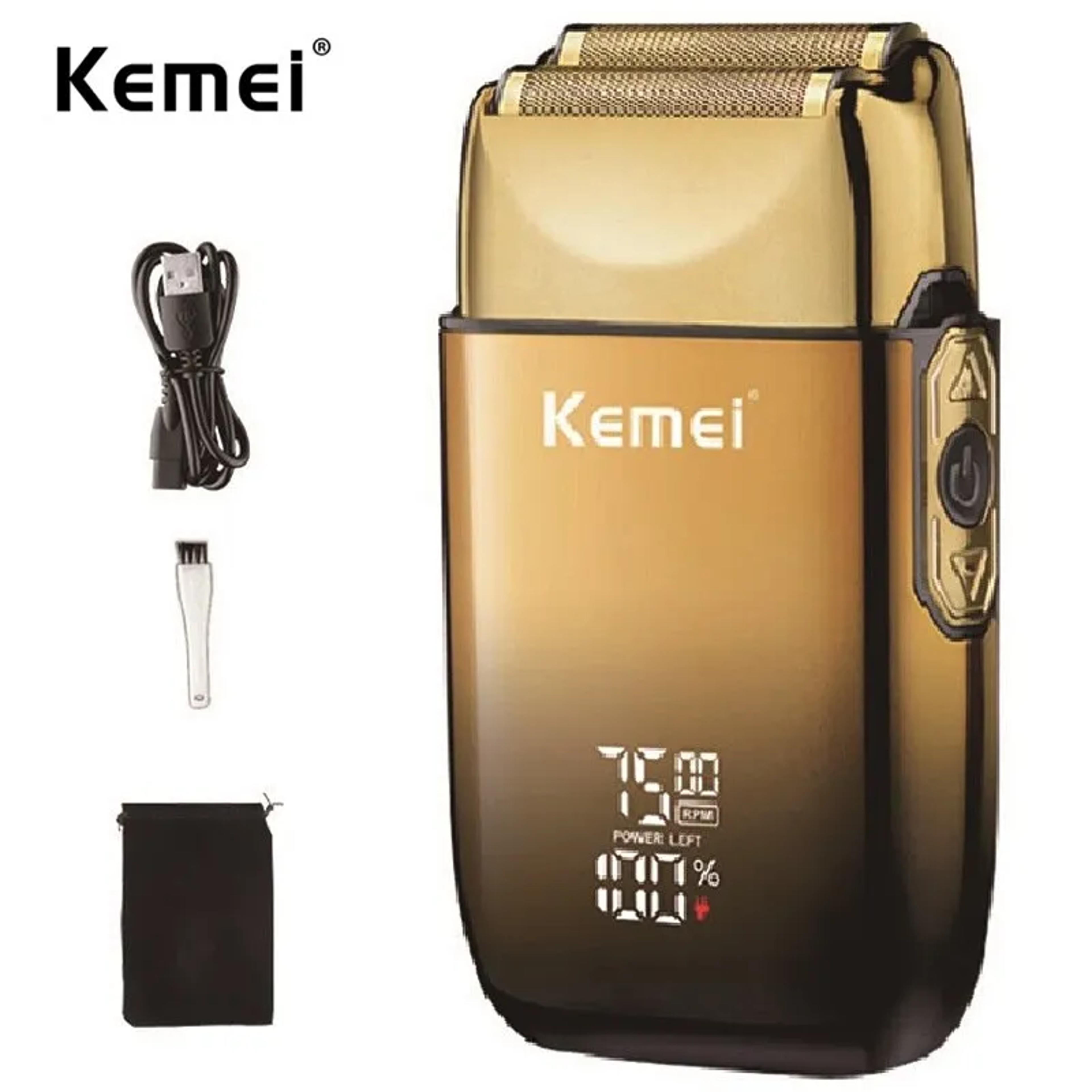 kemei foil shaver cordless electric razor for men with lcd display & usb rechargeable design