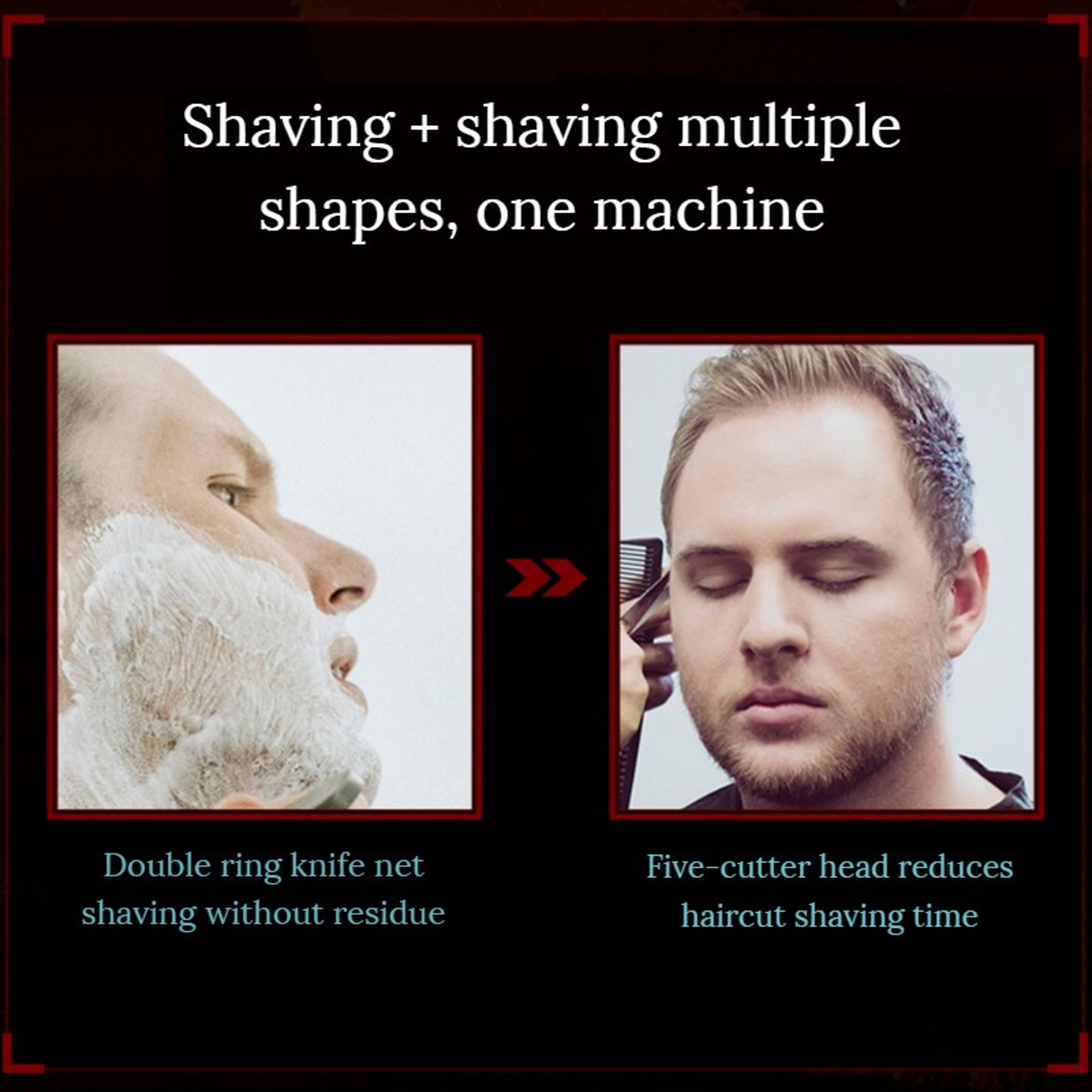 electric head shaver & beard trimmer grooming kit with rotary blades