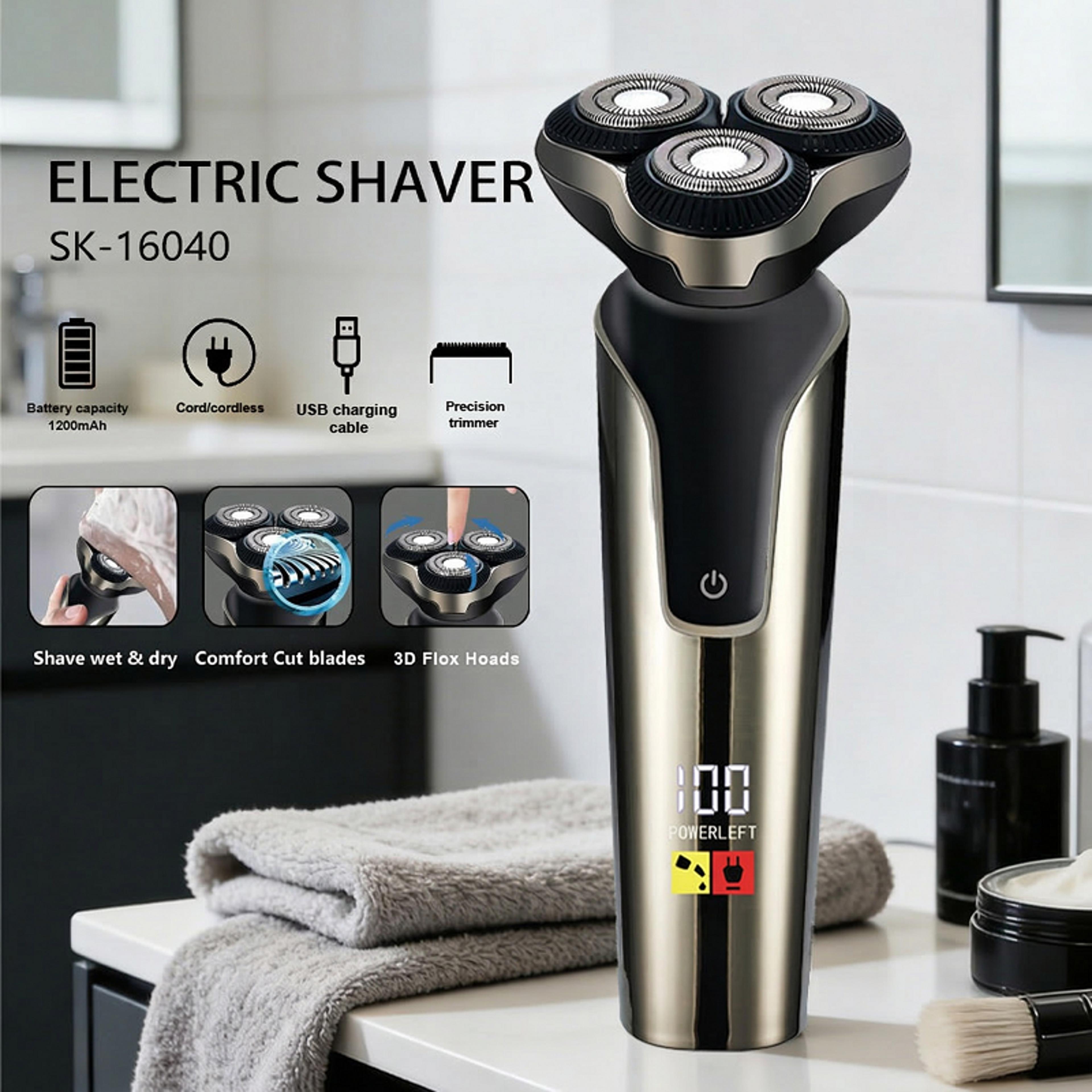 blade electric shaver for men usb rechargeable wet dry shaver with beard trimmer