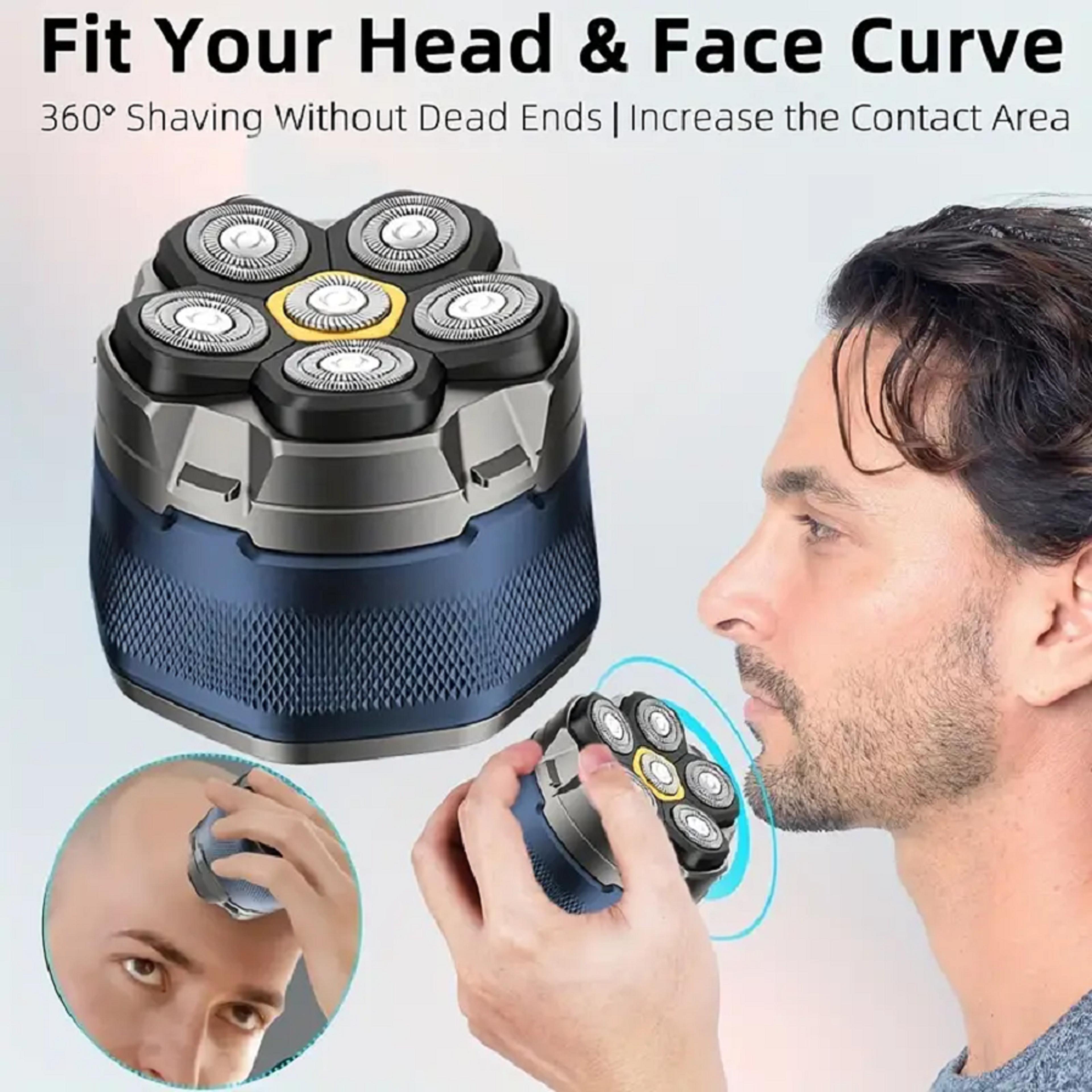 electric head shaver for bald men with magnetic rotary blades led display & waterproof design