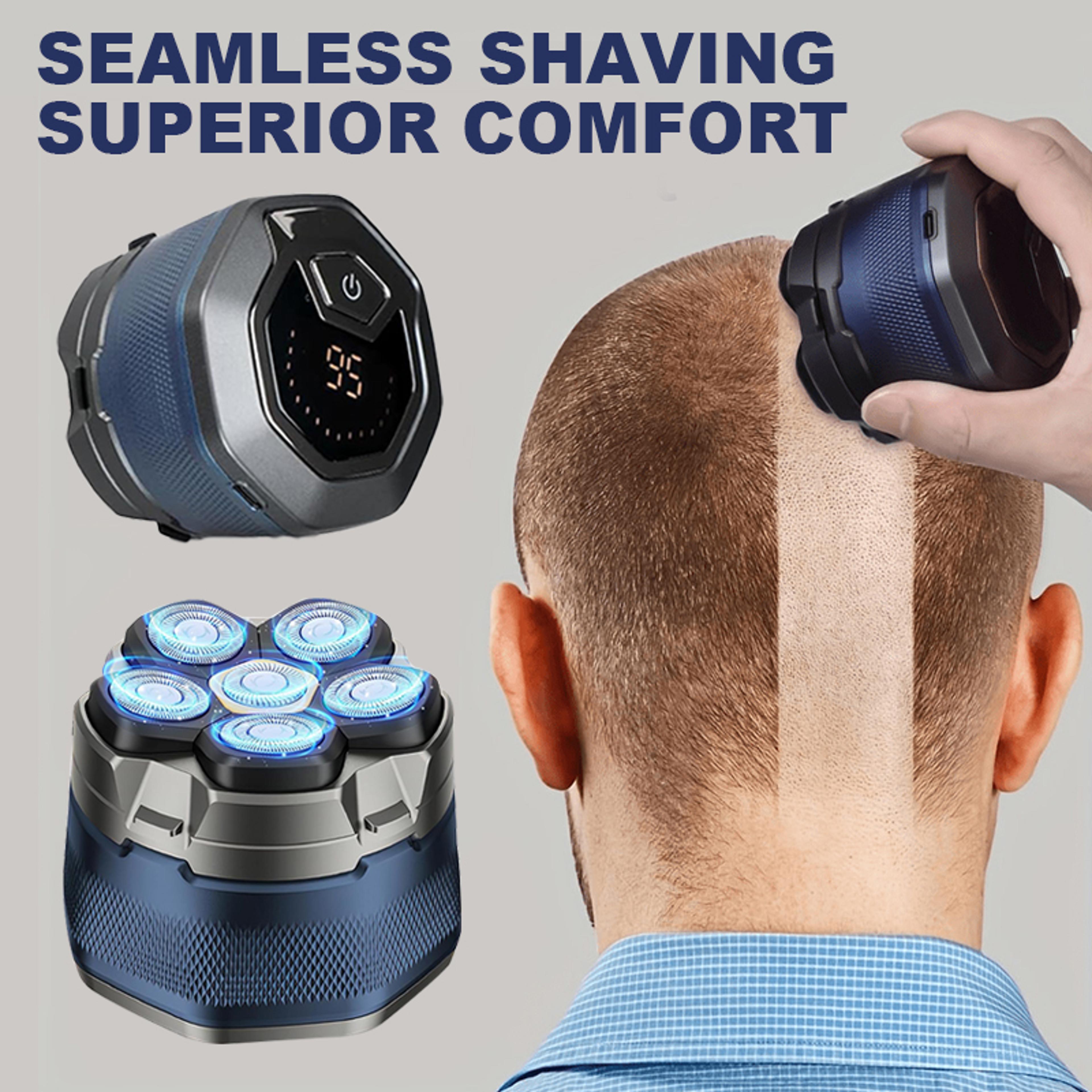 electric head shaver for bald men with magnetic rotary blades led display & waterproof wet dry grooming