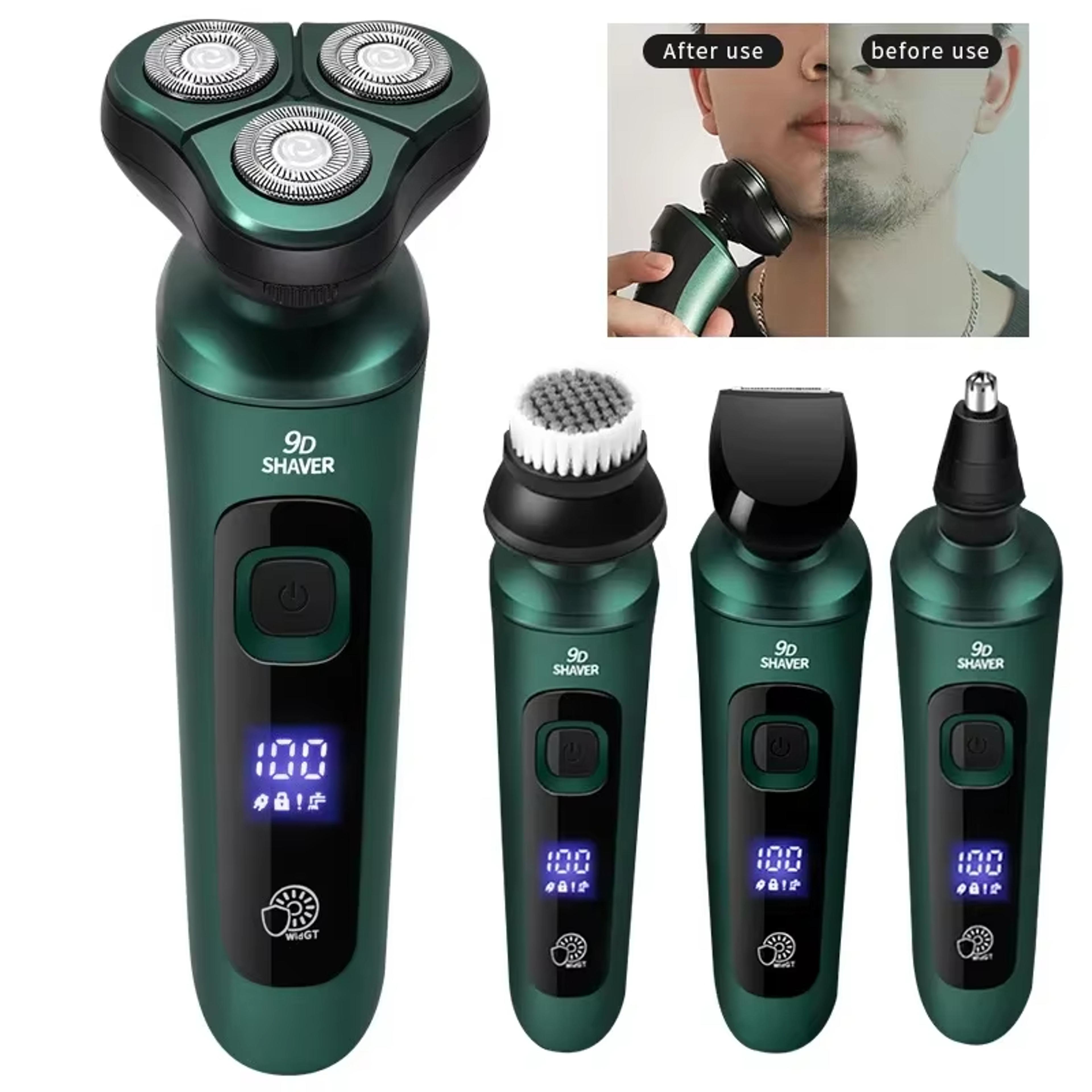 led digital electric shaver with floating heads usb rechargeable rotary razor for men