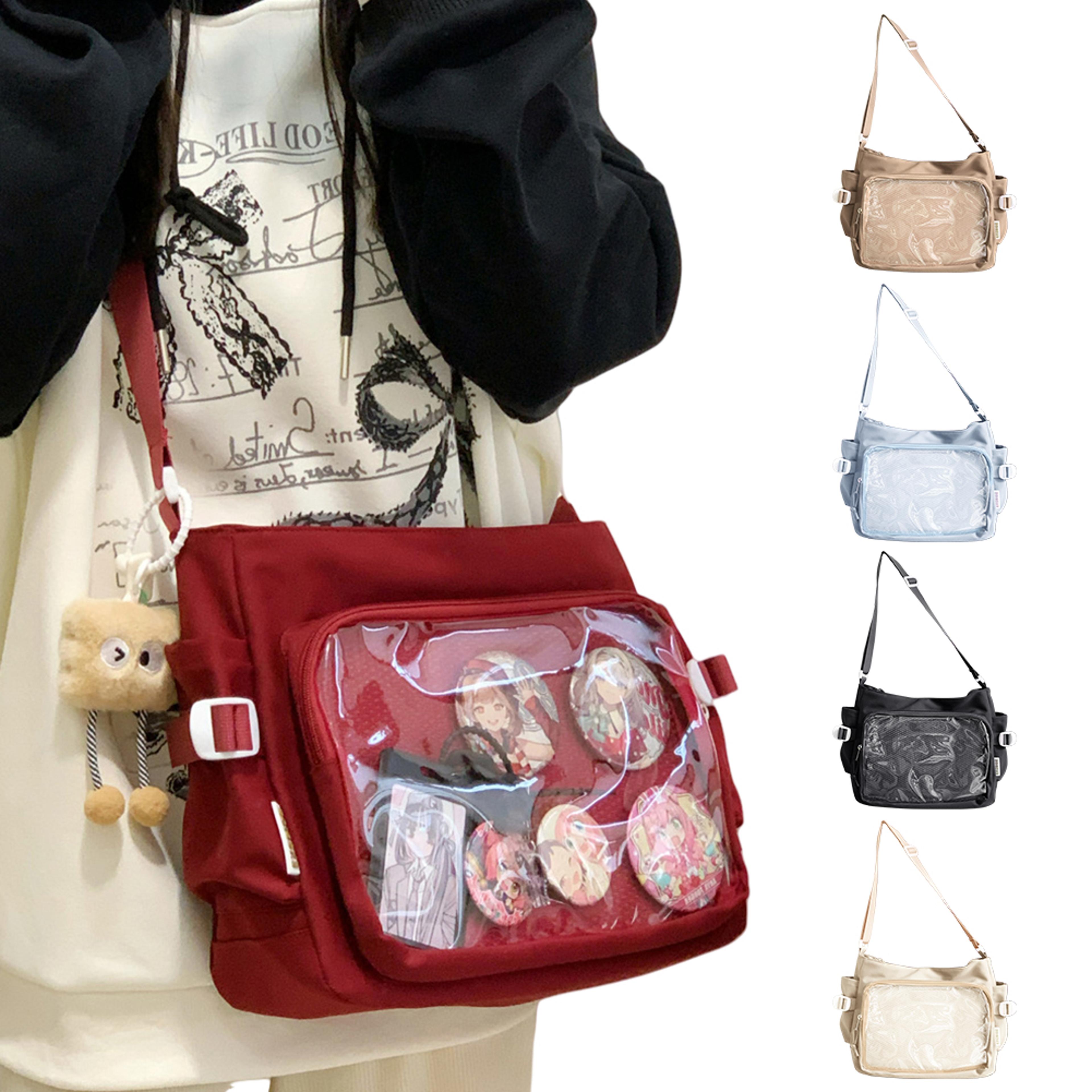 kawaii ita bag japanese shoulder bag with clear window & multi pocket crossbody design
