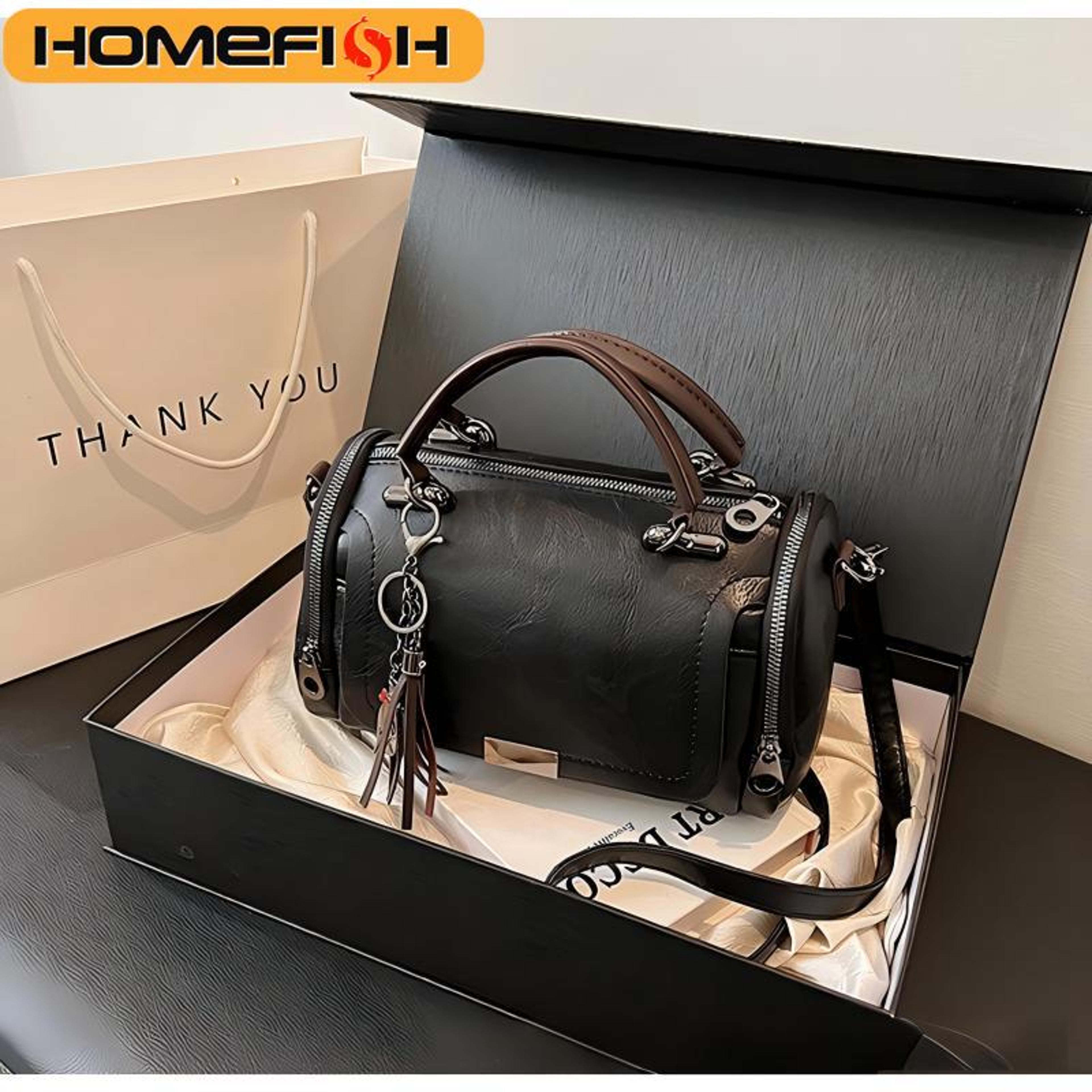 homefish large capacity shoulder bag for women vintage women boston handbag with tassel & detachable chain