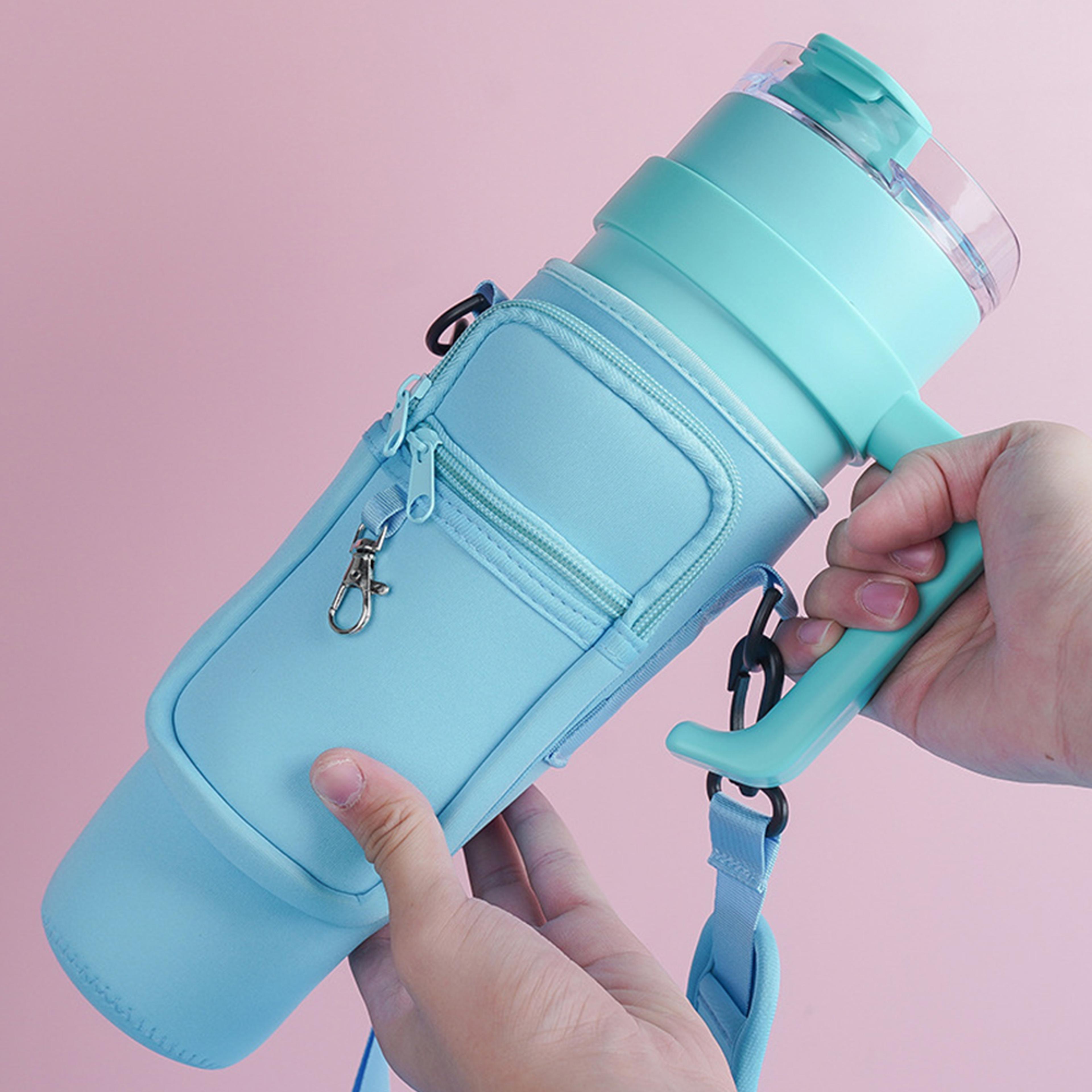 crossbody water bottle carry all bag for 30/40 oz stanley tumbler with phone pocket pouch, adjustable carrying strap