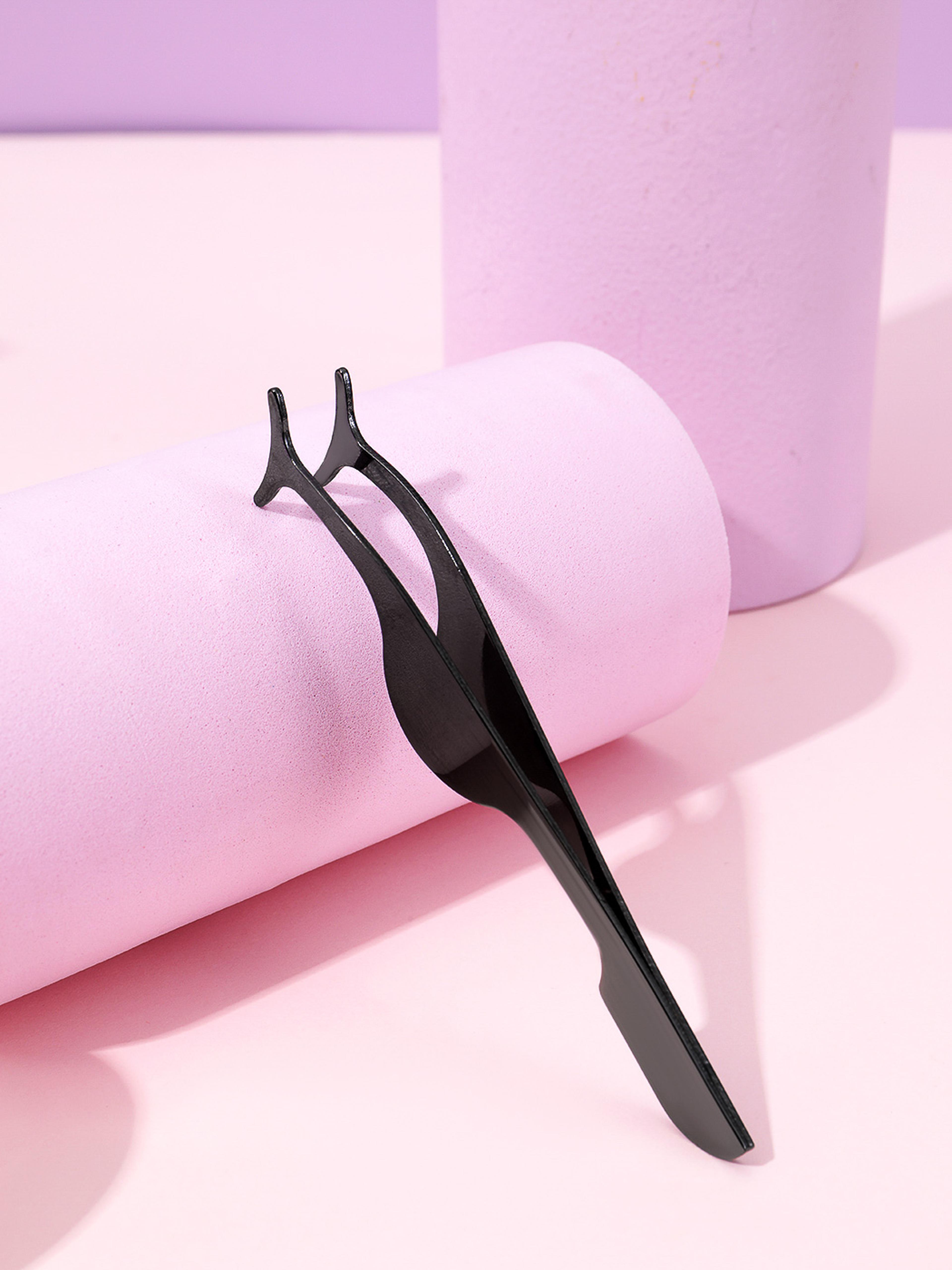 professional false eyelash tweezer & applicator with curler – precision makeup tool for mink lashes