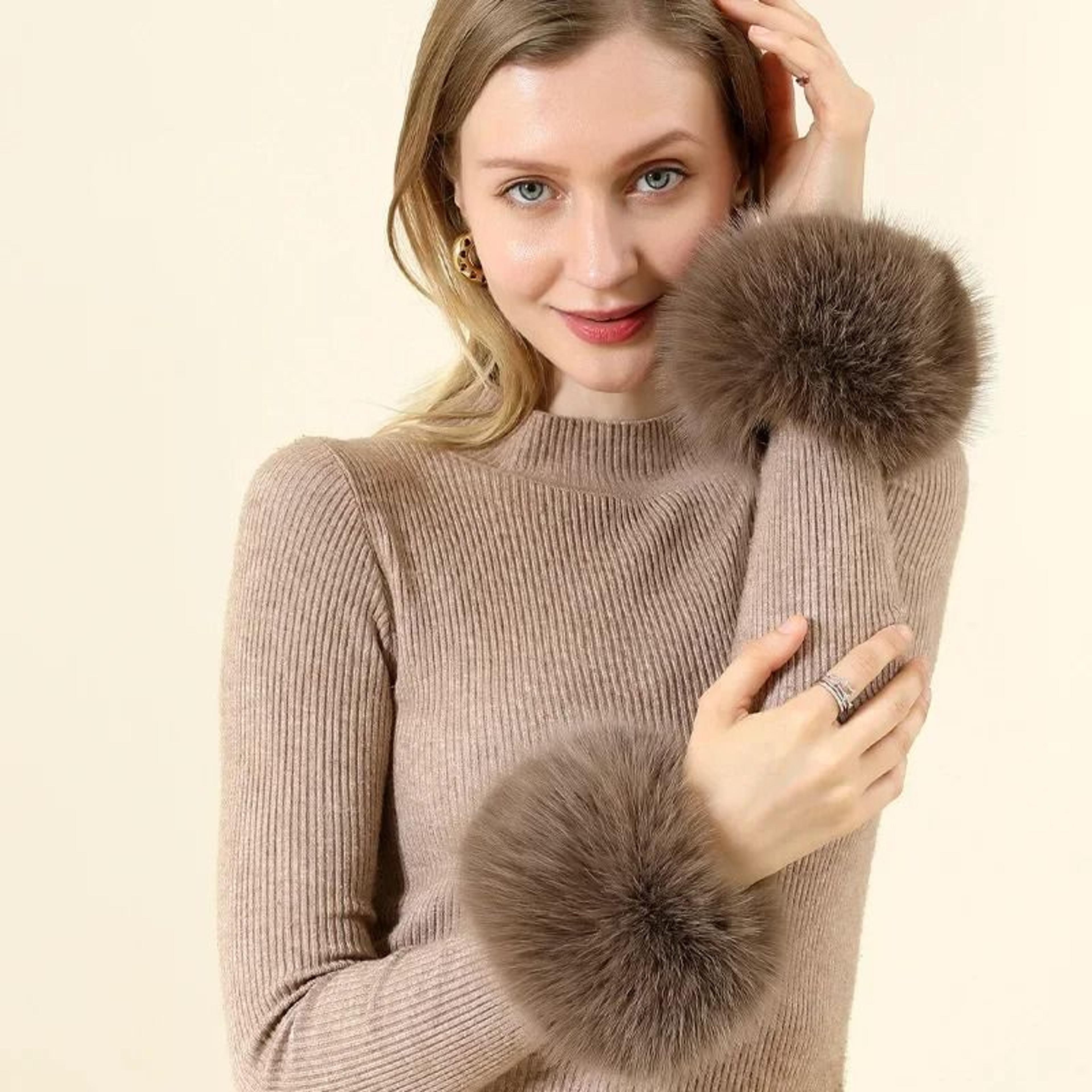 fluffy faux fur wrist cuffs – stylish imitation rabbit fur bracelet covers
