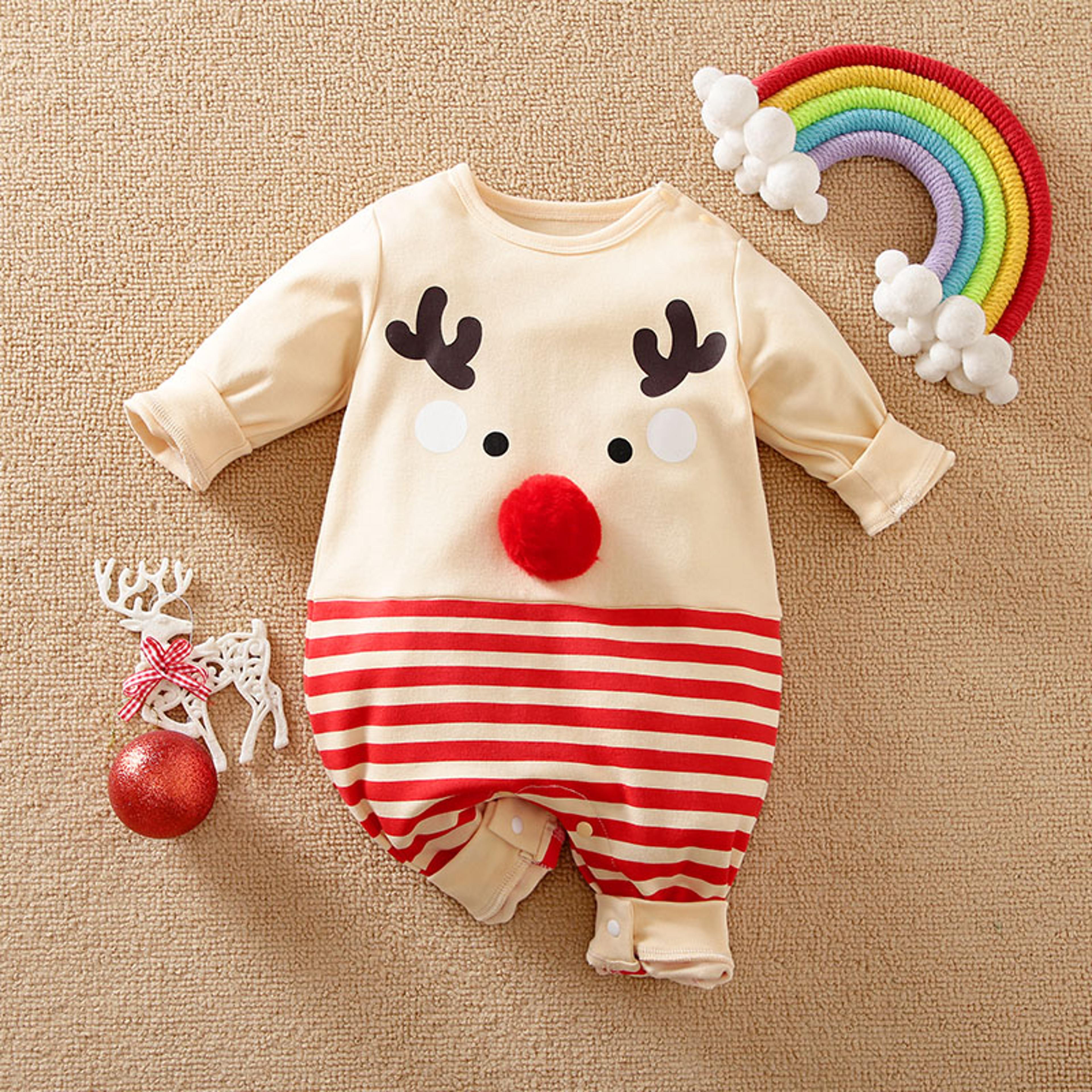 christmas elk baby boy outfit infant clothes toddler onesie costume romper jumpsuit 0-18 months long sleeve newborn
