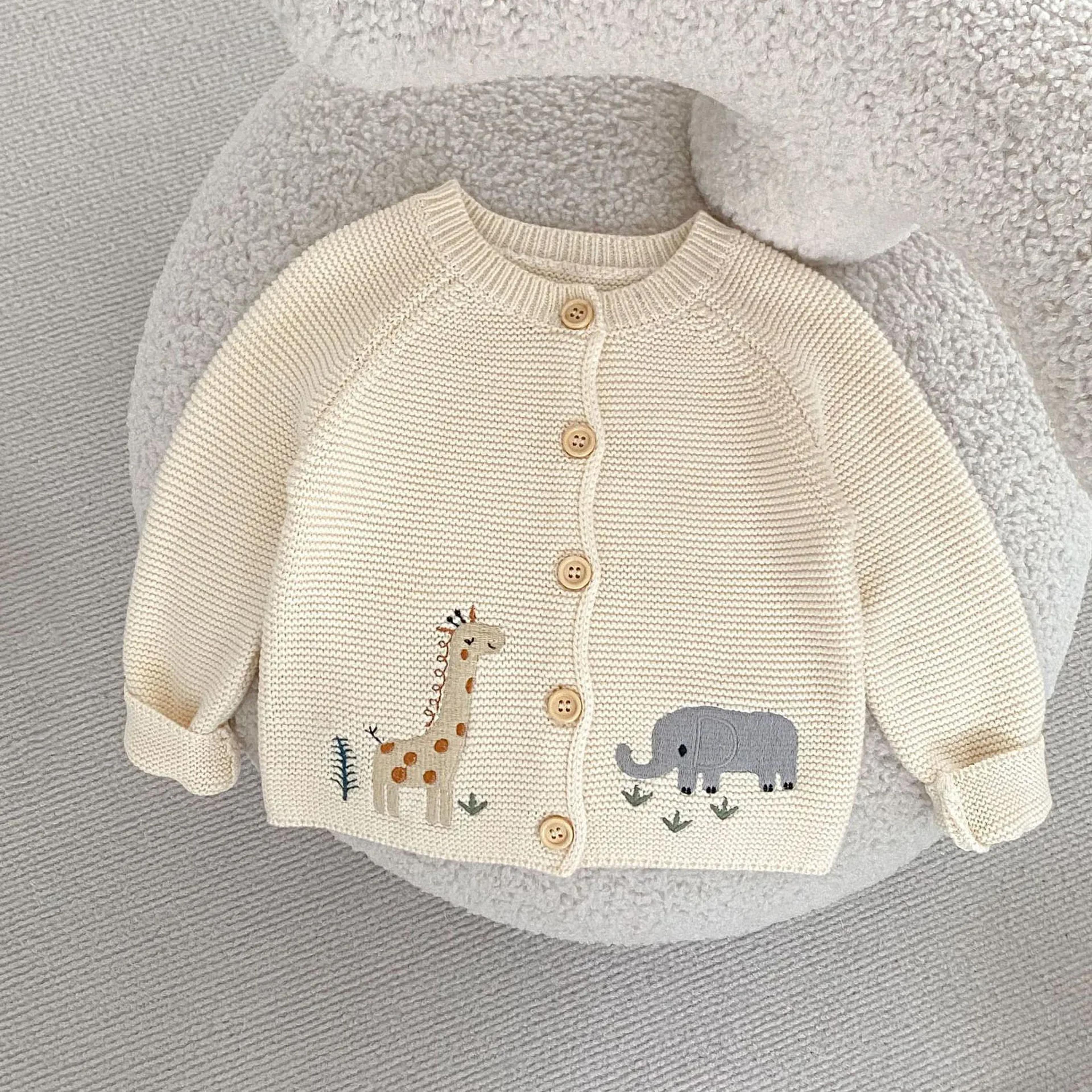 newborn kid autumn winter knitwear outfit coat cardigan sweater animal print baby boy girl clothes soft warm