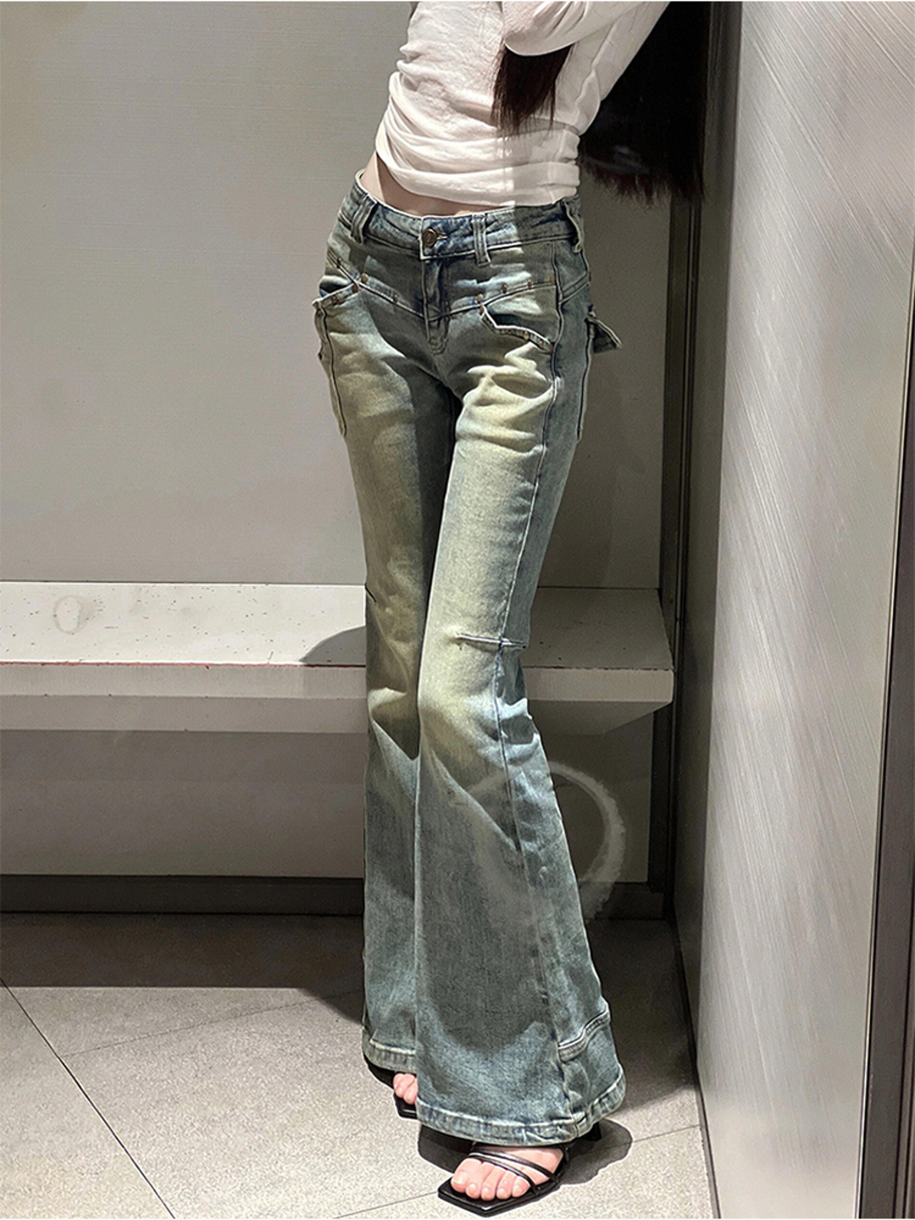 women flared denim pants autumn winter, y2k low rise skinny trumpet pants, bell bottom bootcut jeans fashion