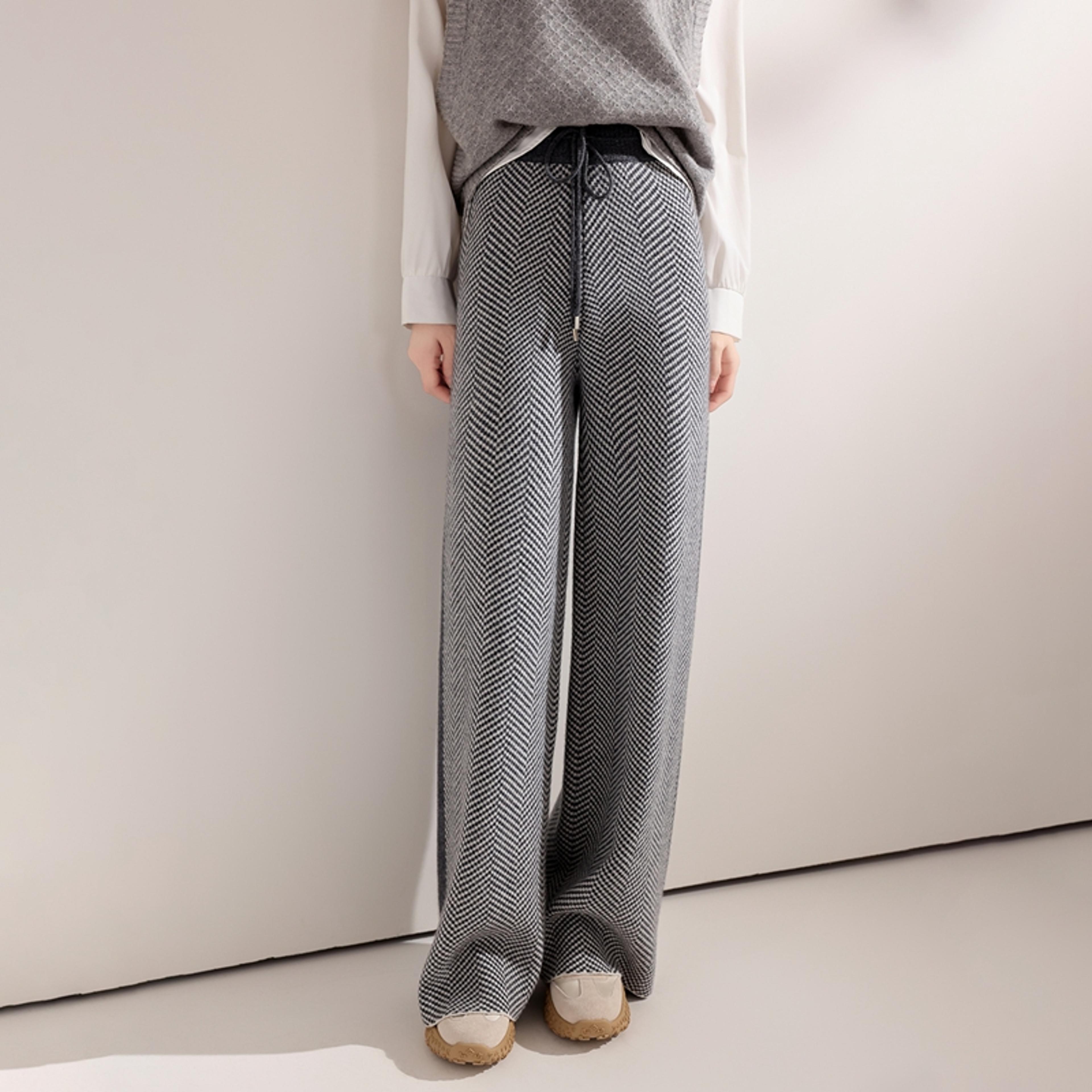 wool autumn winter women pants basic soft casual sashes trousers korean popular pants comfortable chic