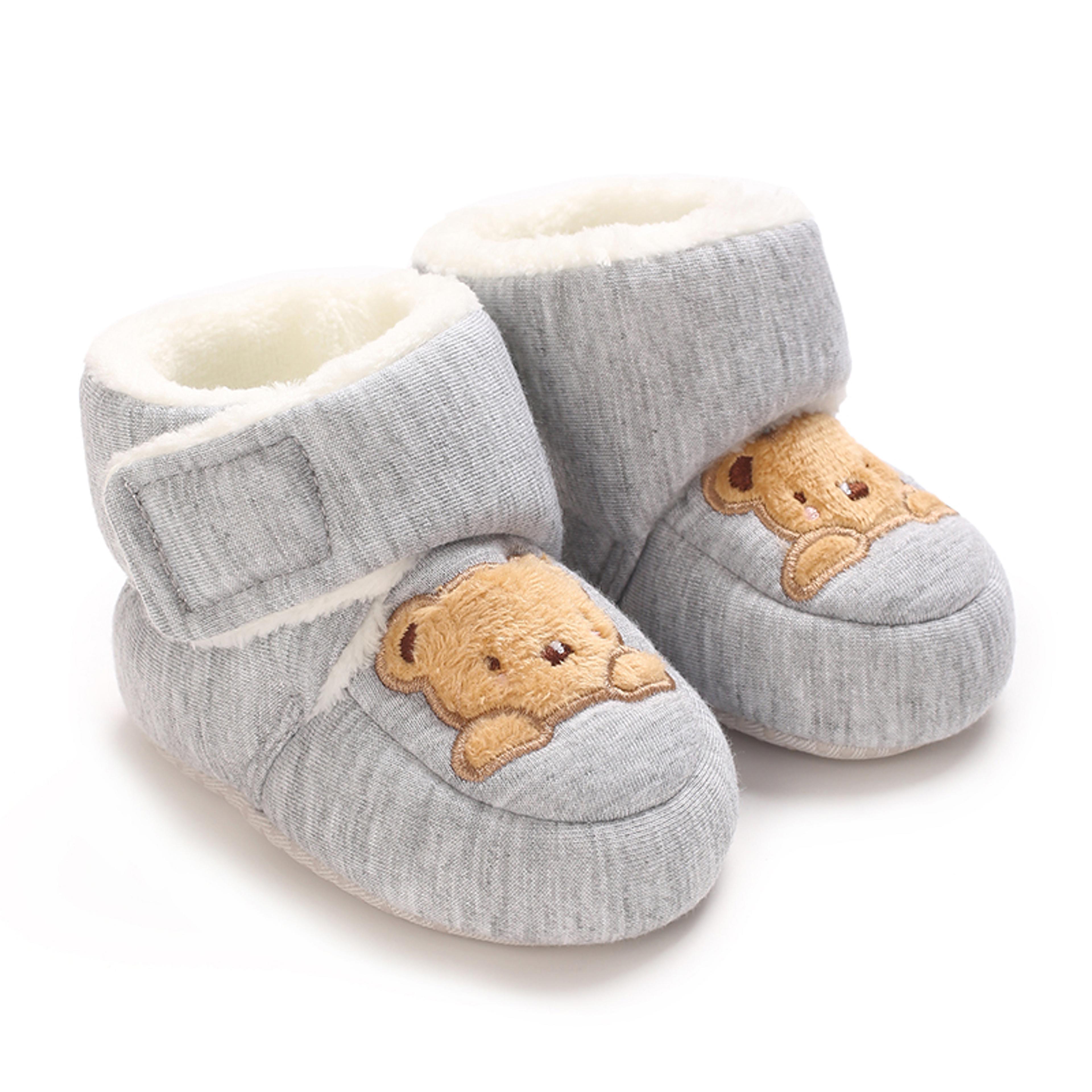 solid color snow boots soft cloth sole walking shoes for 0-1 year old babyboys girls casual fashion autumn winter