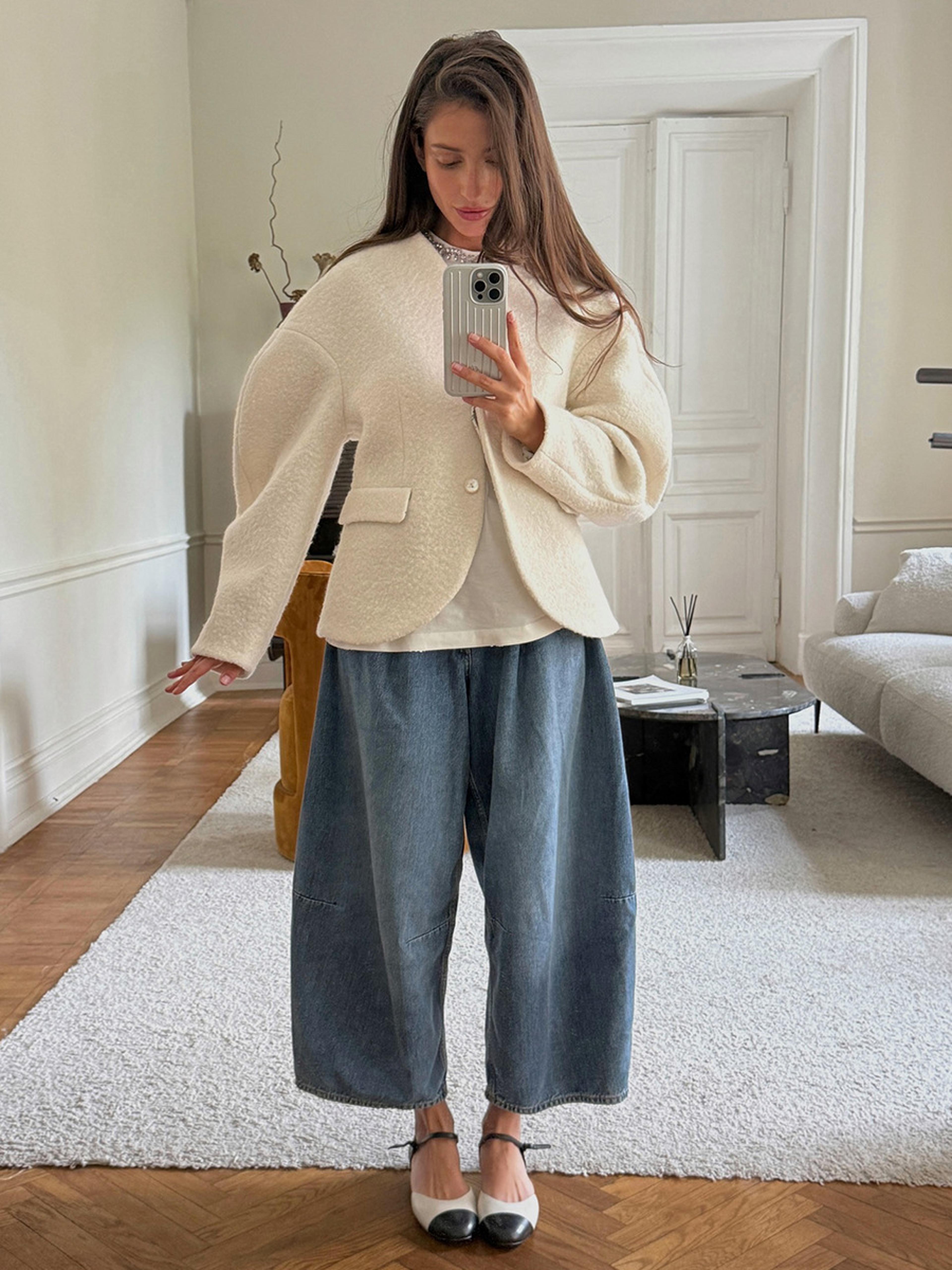 elegant plush v neck short white coat women retro casual single breasted tweed coats female autumn chic street outwear