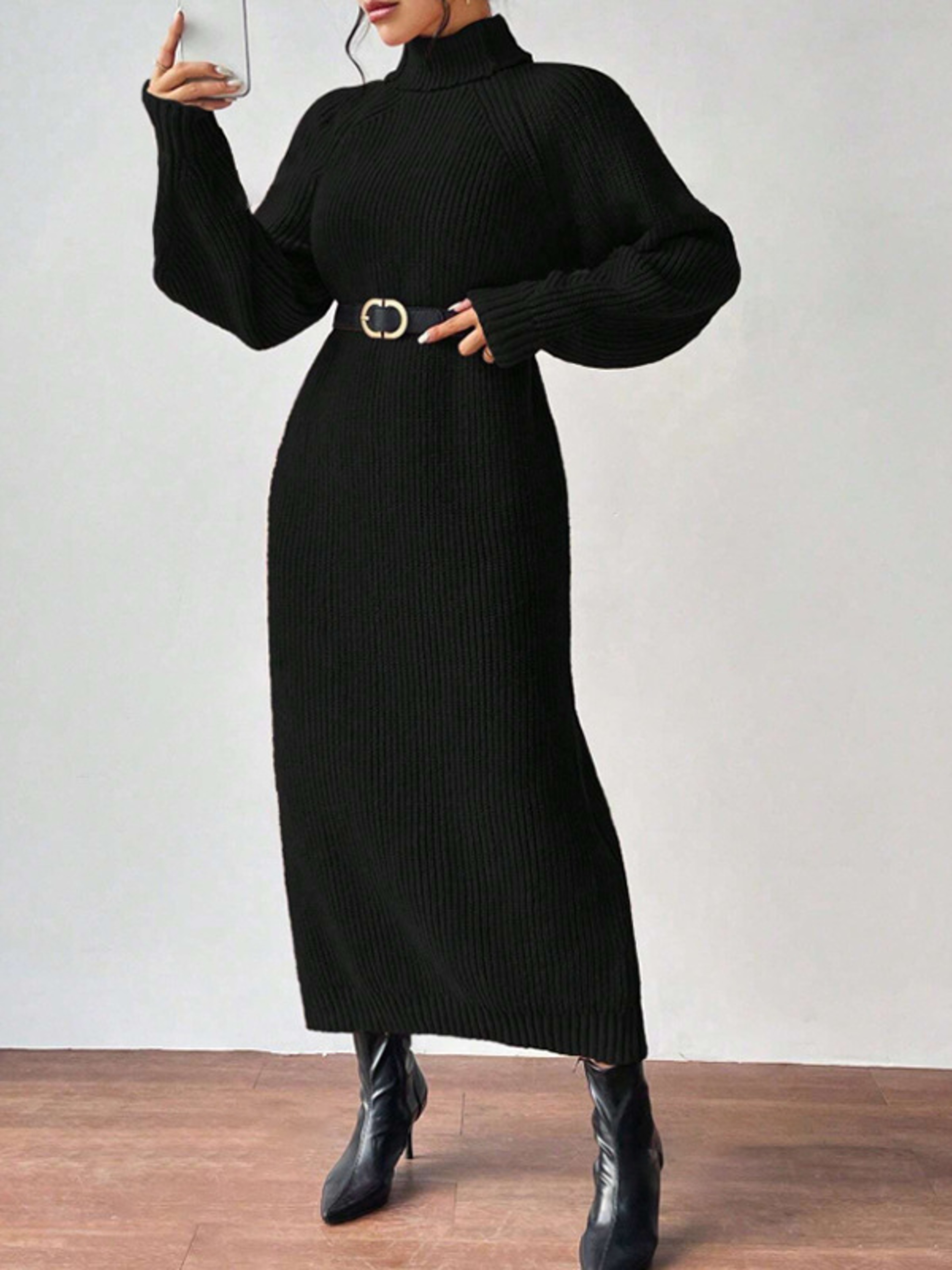 ankle length knit dresses with long sleeves Womens Plus Size Ribbed Knit Sweater Dress Long Sleeve Stretchy Comfy Casual Fall Dress With Pockets