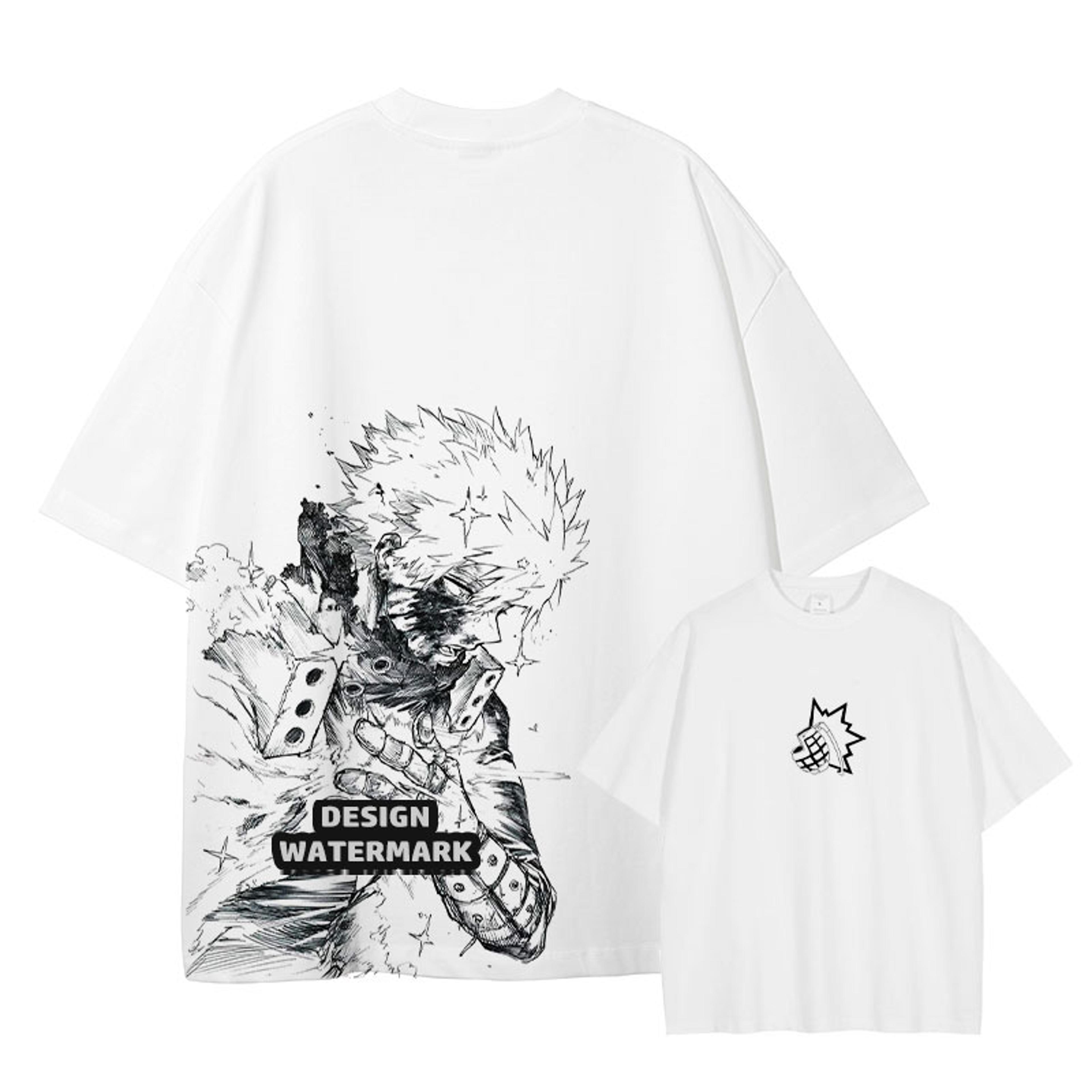 bakugou katsuki vintage washed anime shirt oversized cotton my hero academia streetwear tee