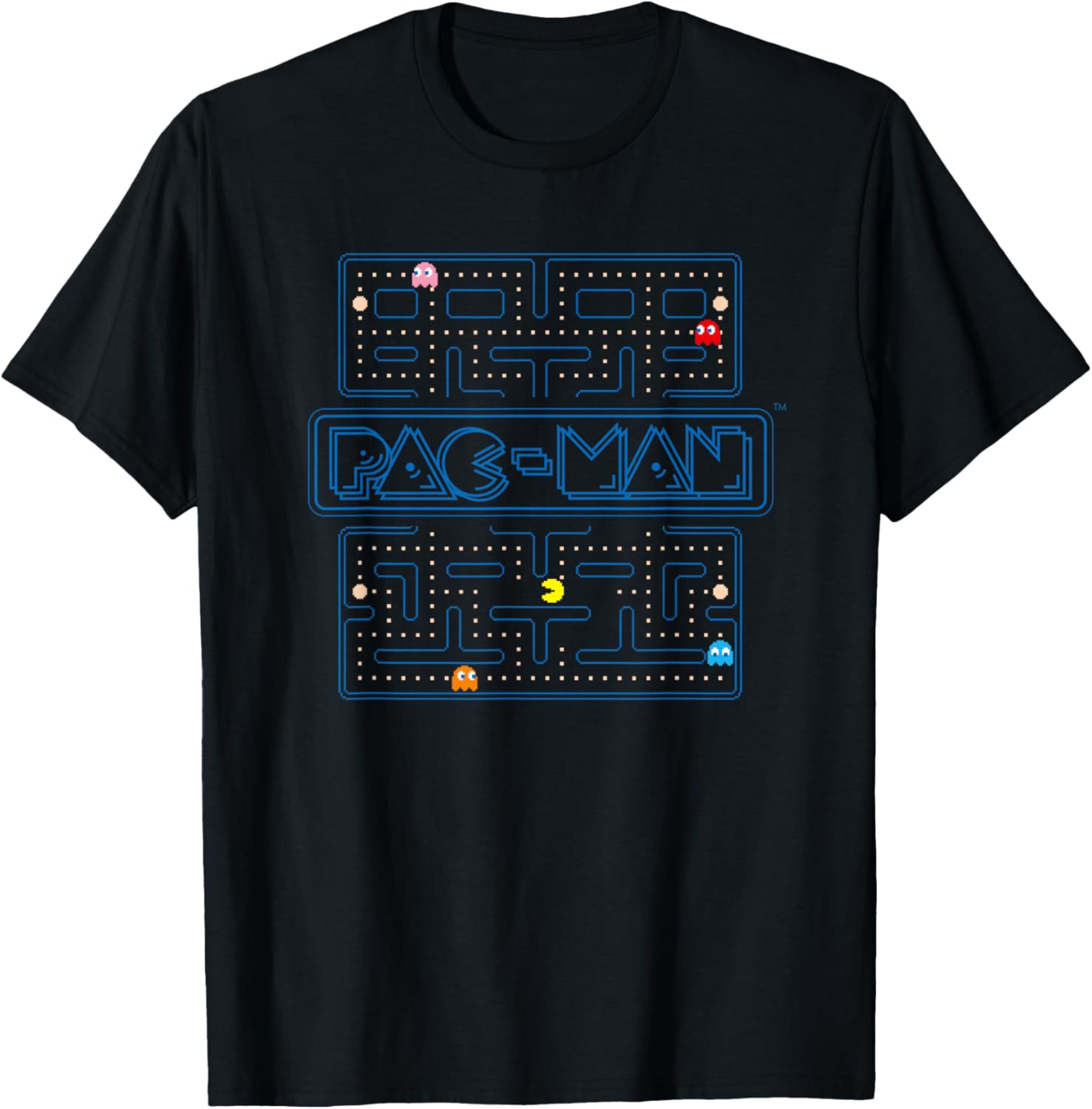 bandai pac man men's graphic tee retro gaming t-shirt for casual summer comfort