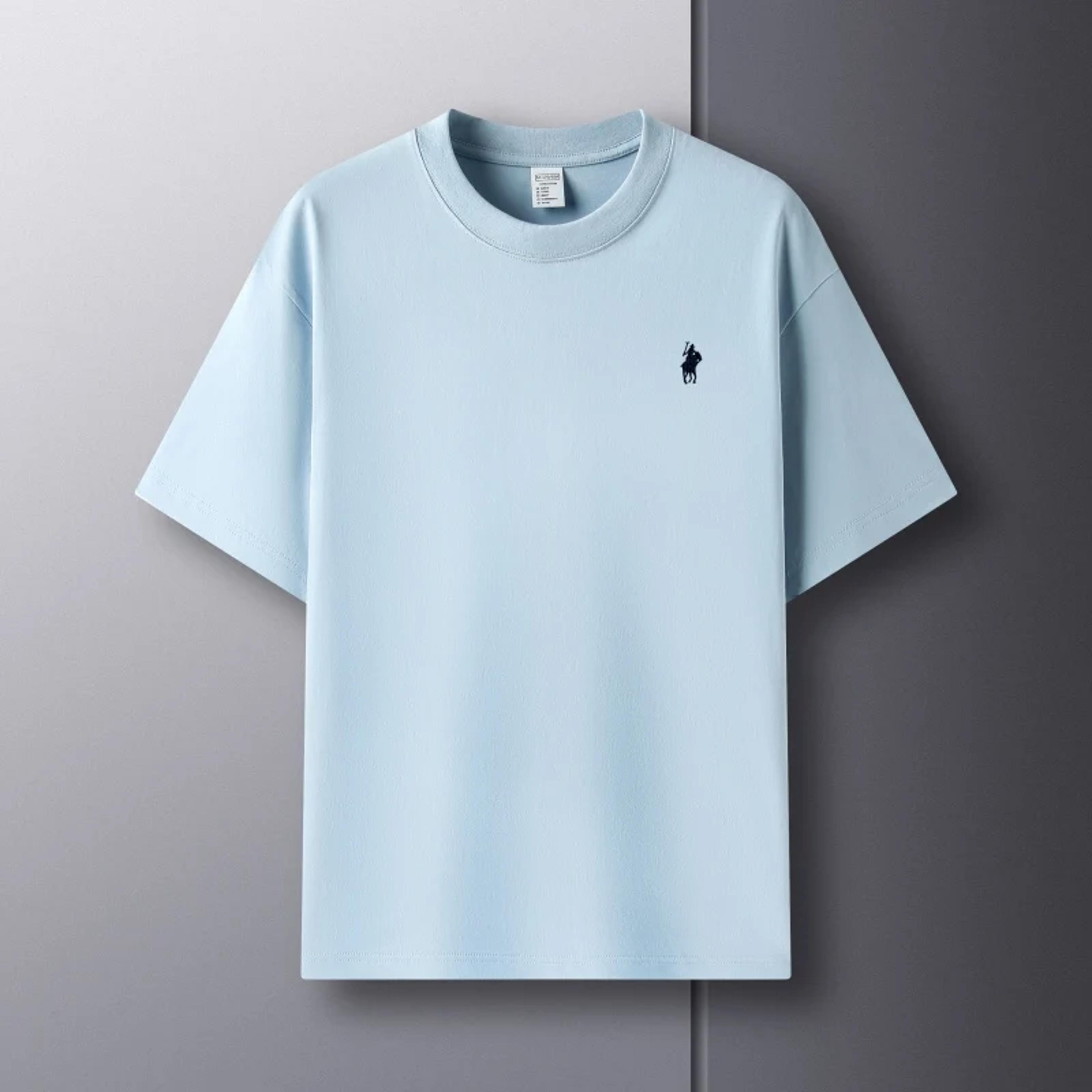 premium men's pure cotton t-shirt luxury summer crewneck top with exquisite pony embroidery