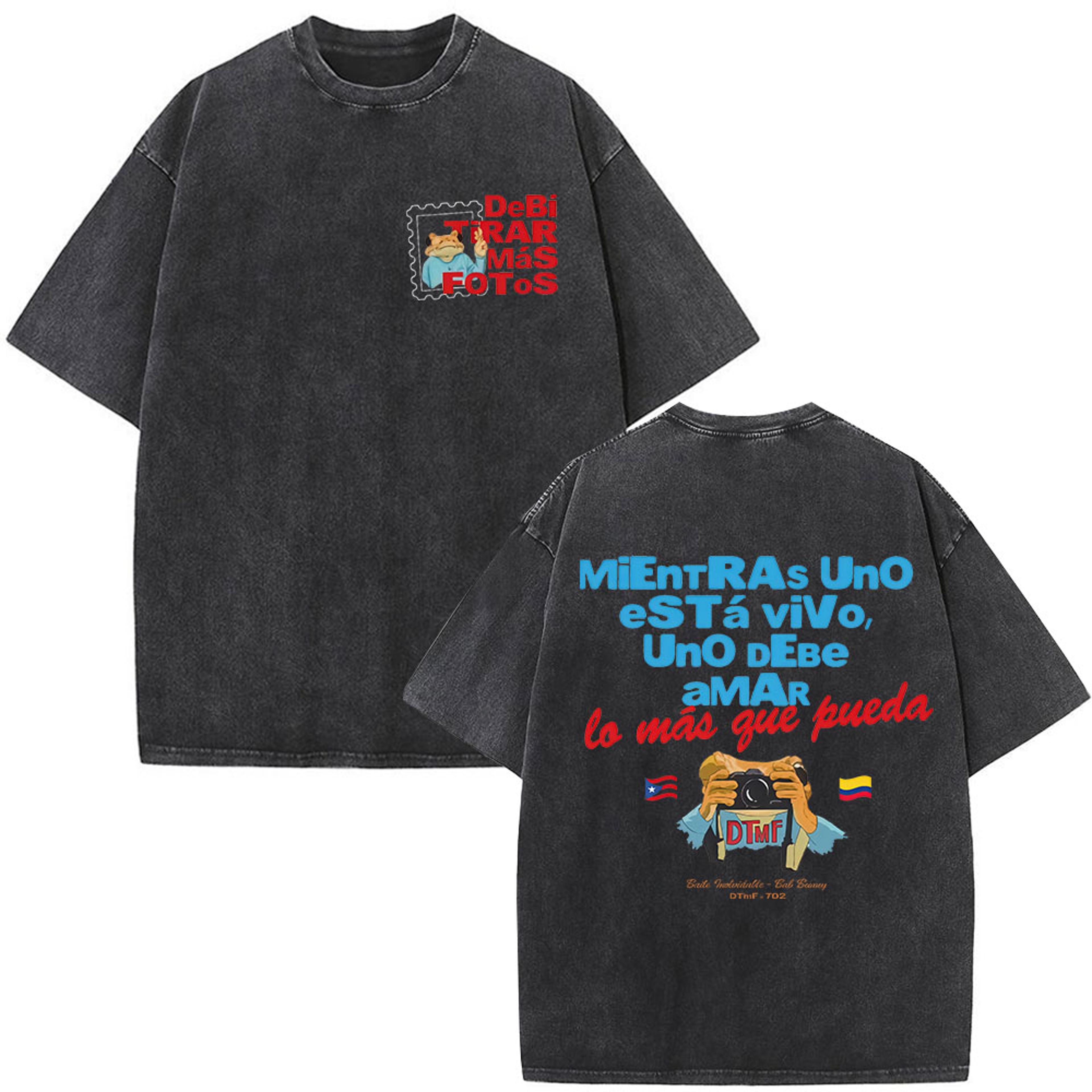 bad bunny vintage washed t-shirt oversized hip hop streetwear merch for men, women & couples