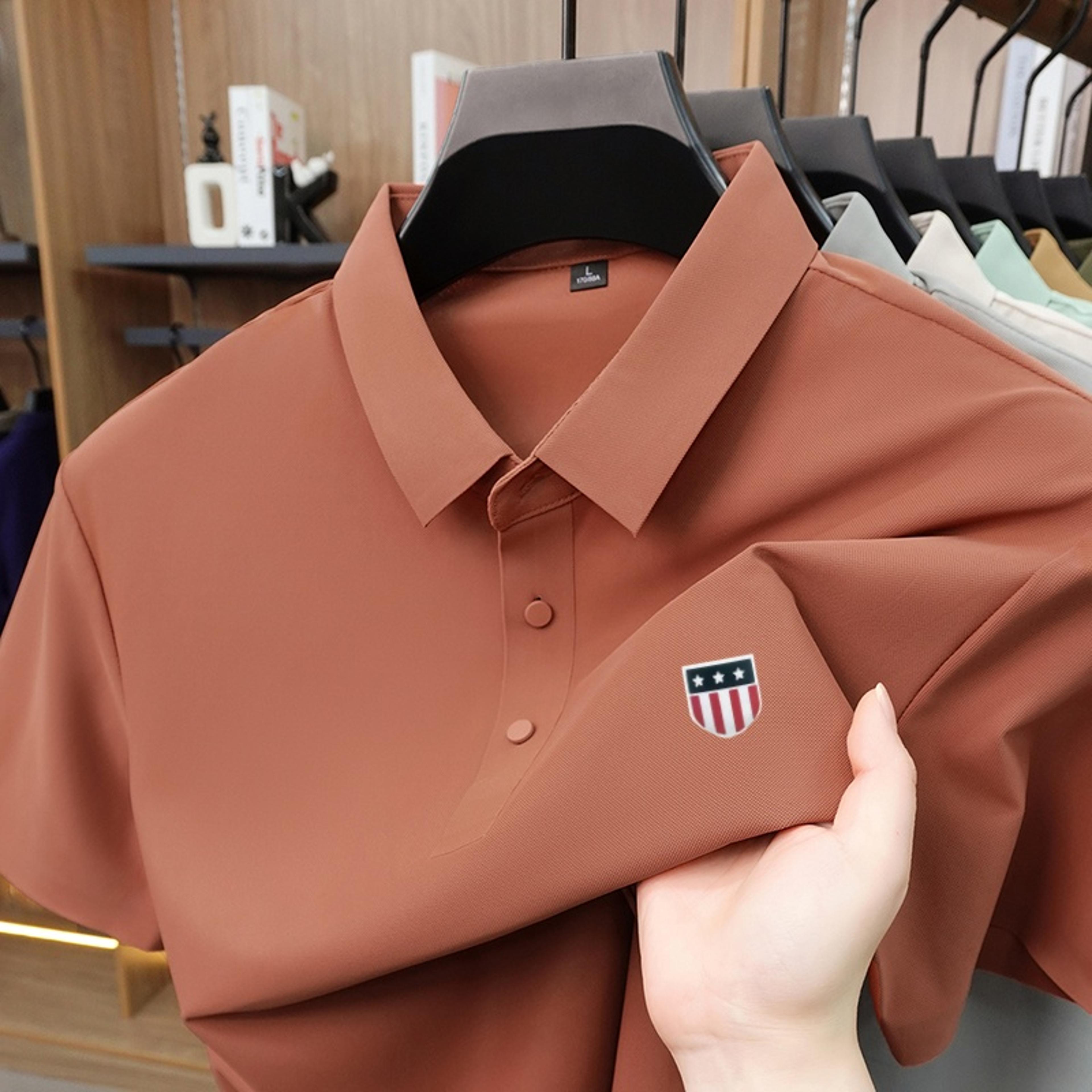 men short sleeve polo shirt: trend setting lapel print casual tee