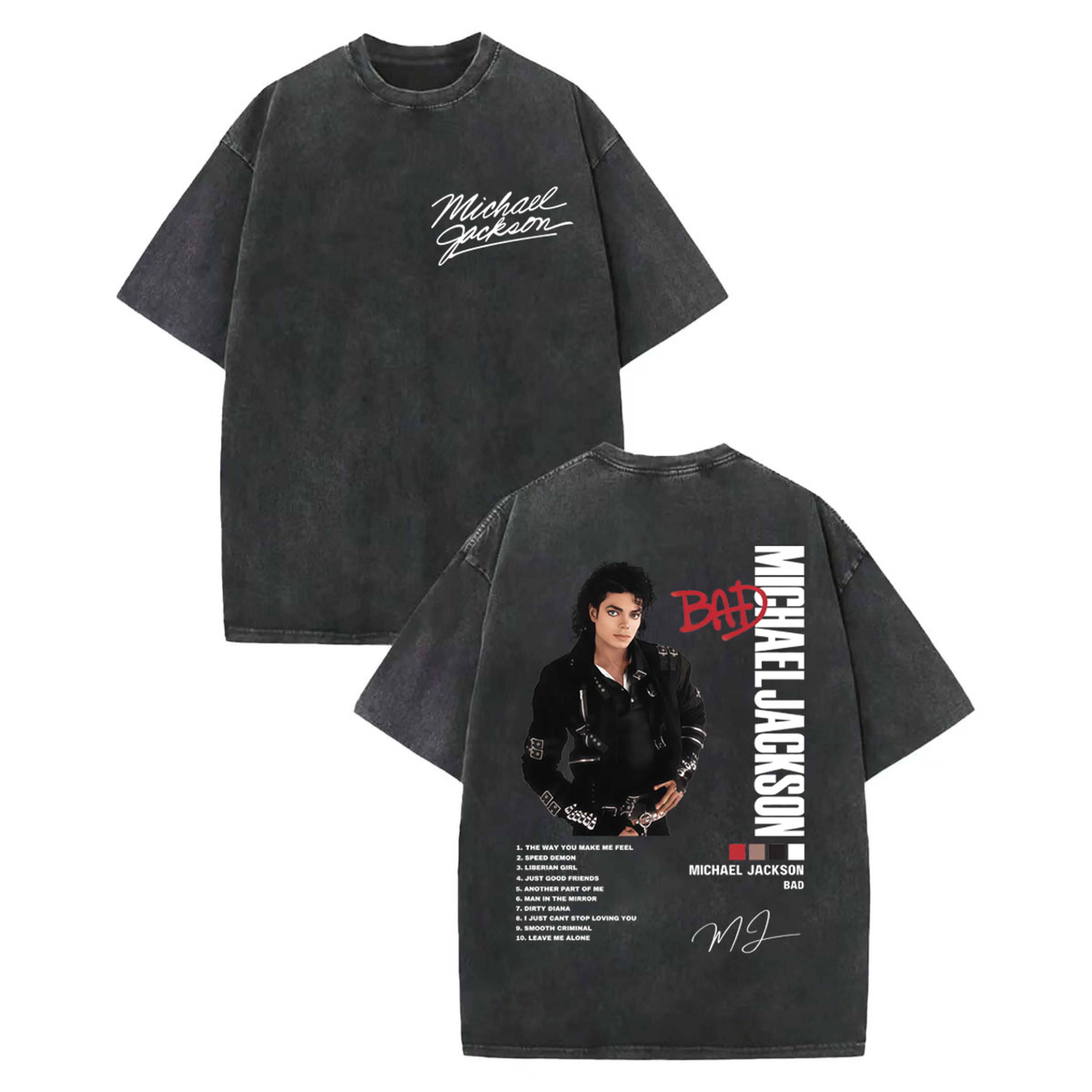 vintage michael jackson shirt retro graphic rock tee oversized washed cotton streetwear