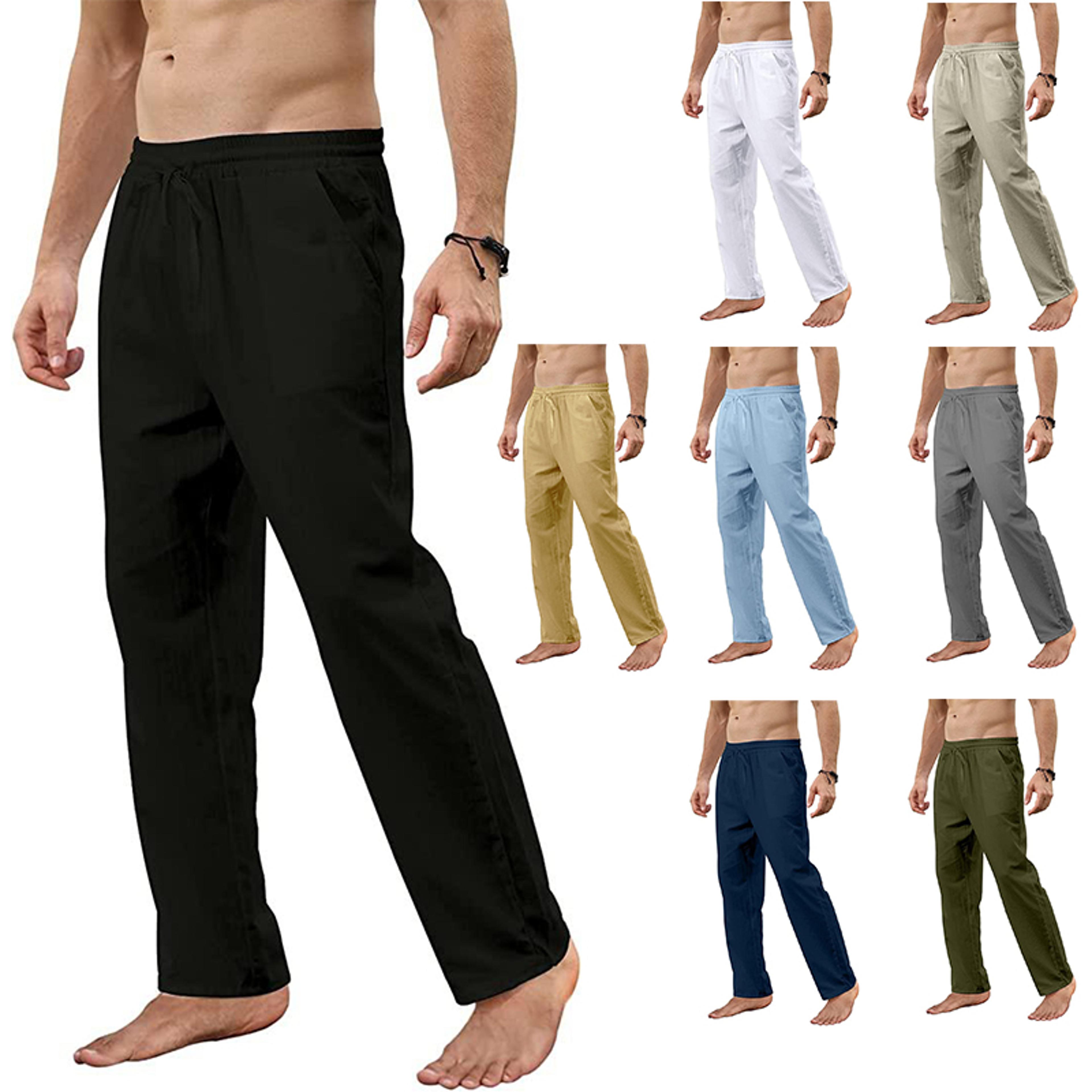 men's casual linen pants - loose fit lightweight summer trousers