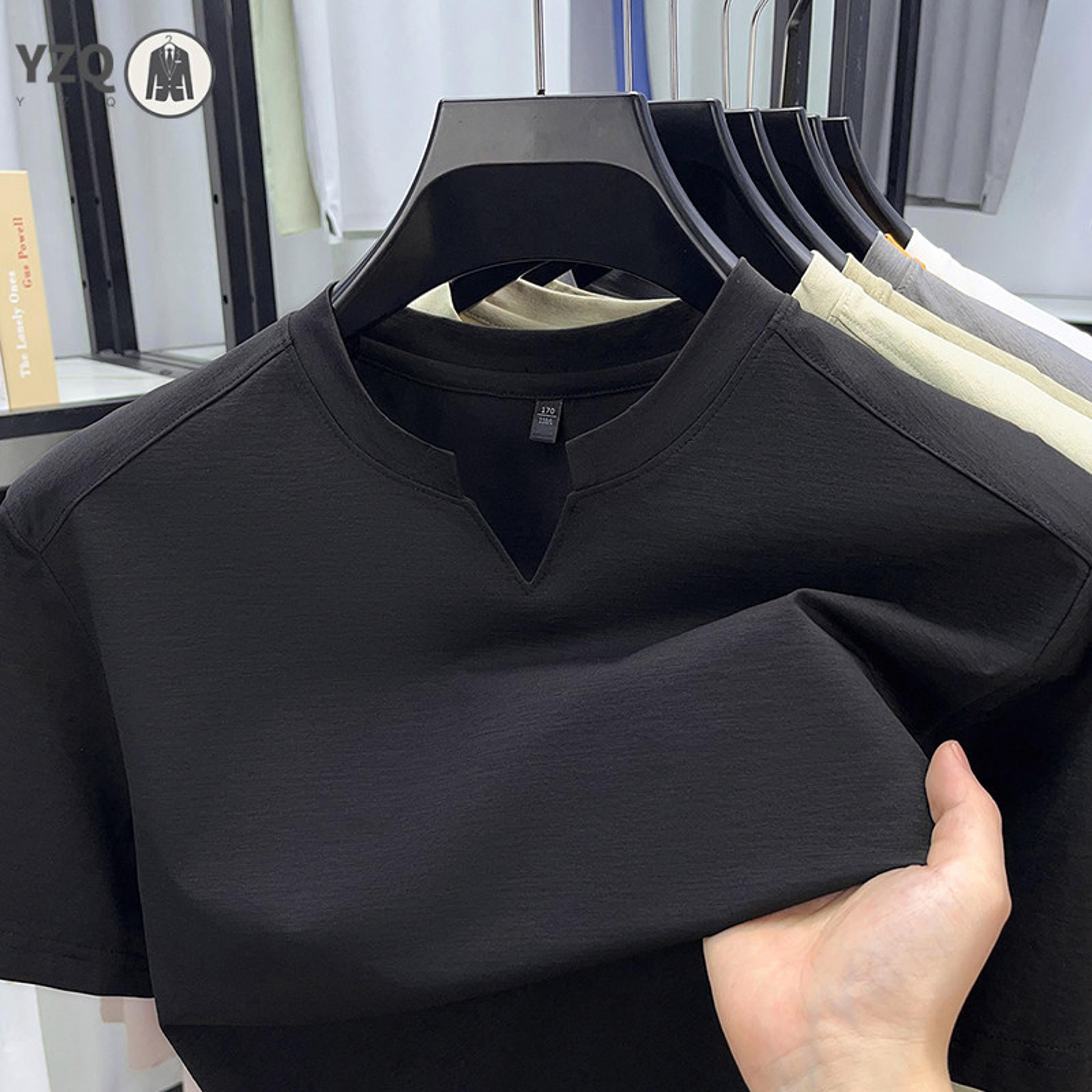 modern mens casual v neck tee korean style summer shirt breathable minimalist top
