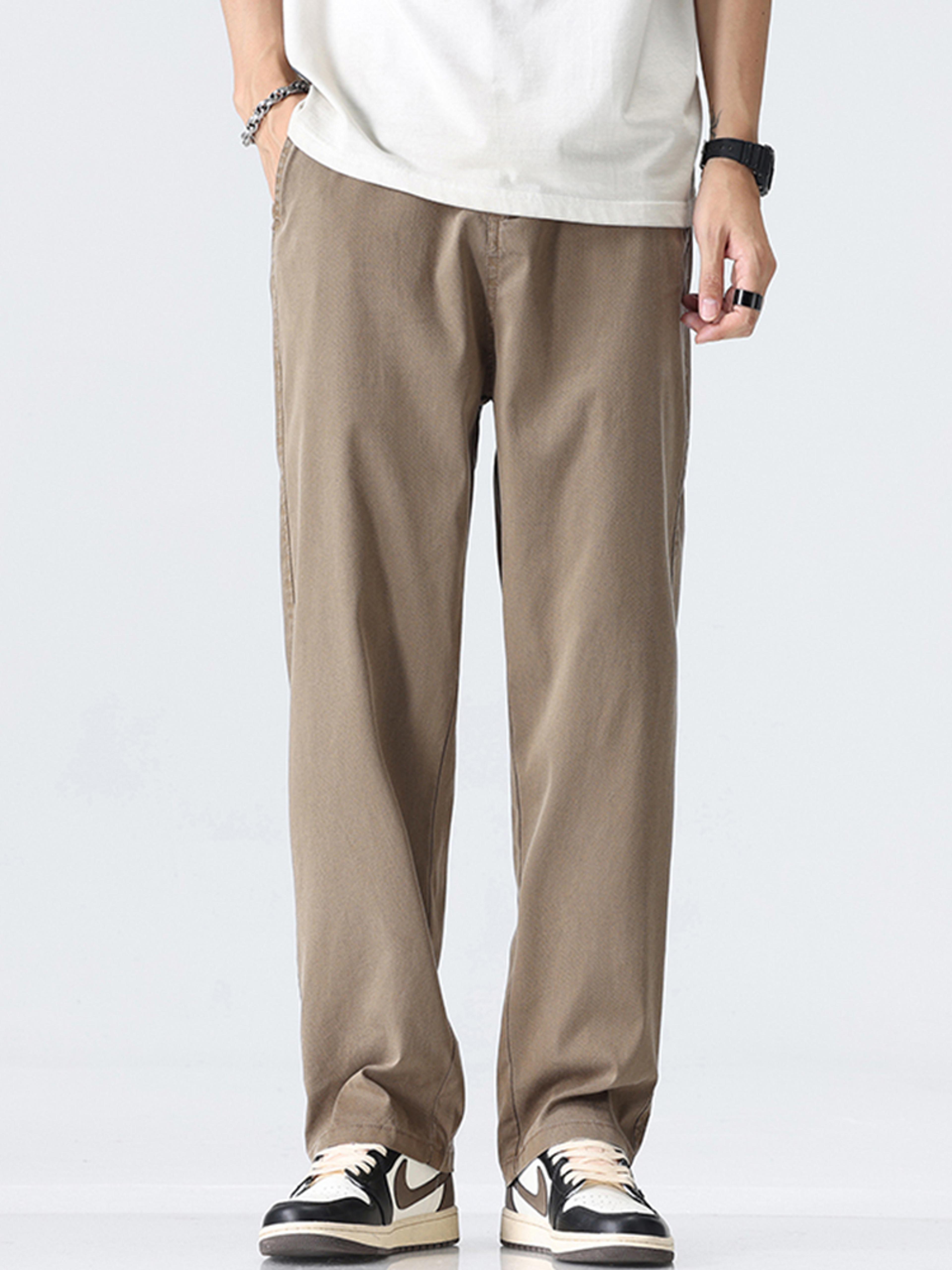 men's lightweight lyocell straight leg casual trousers