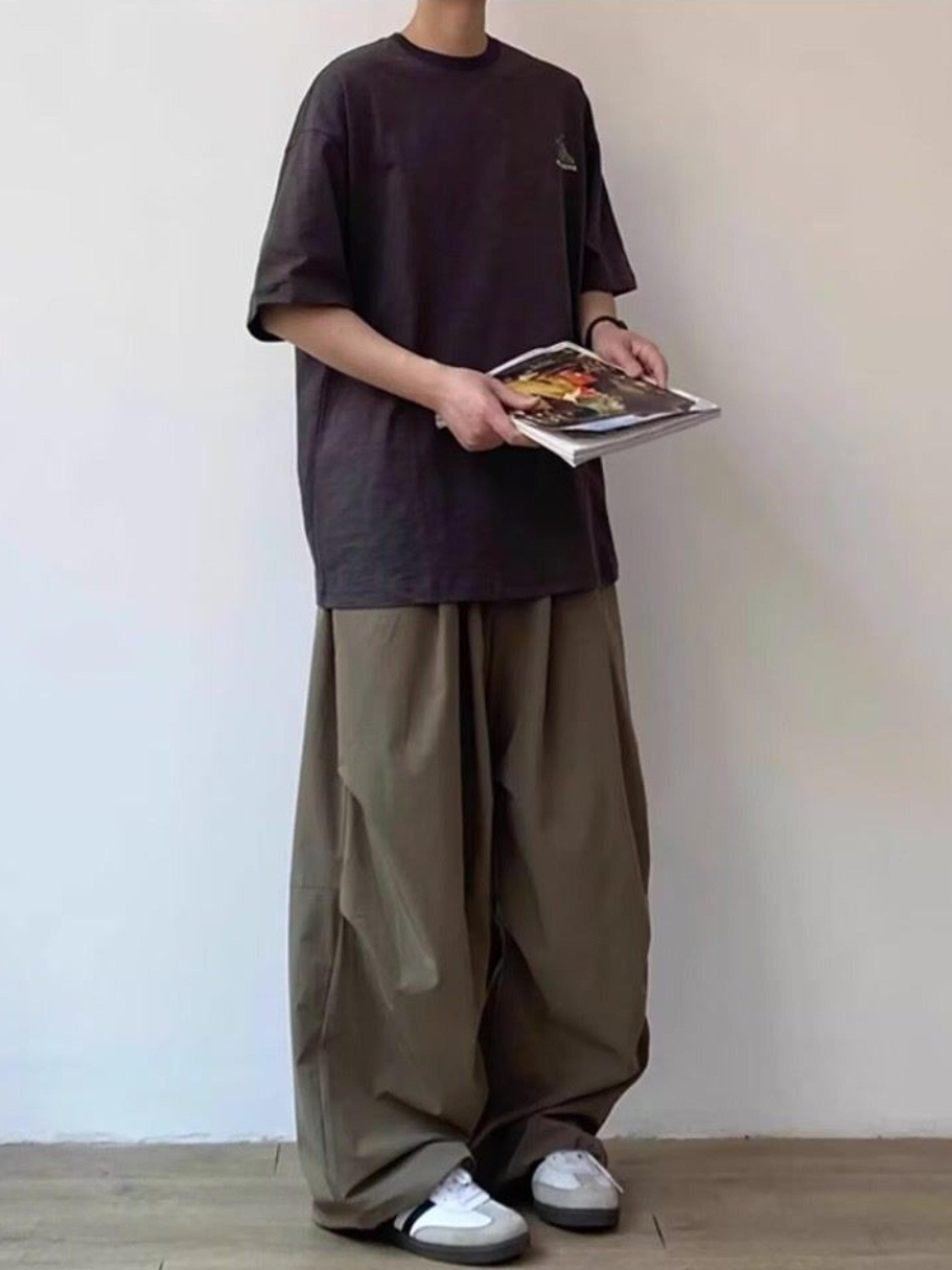 japanese streetwear wide leg pleated casual baggy pants