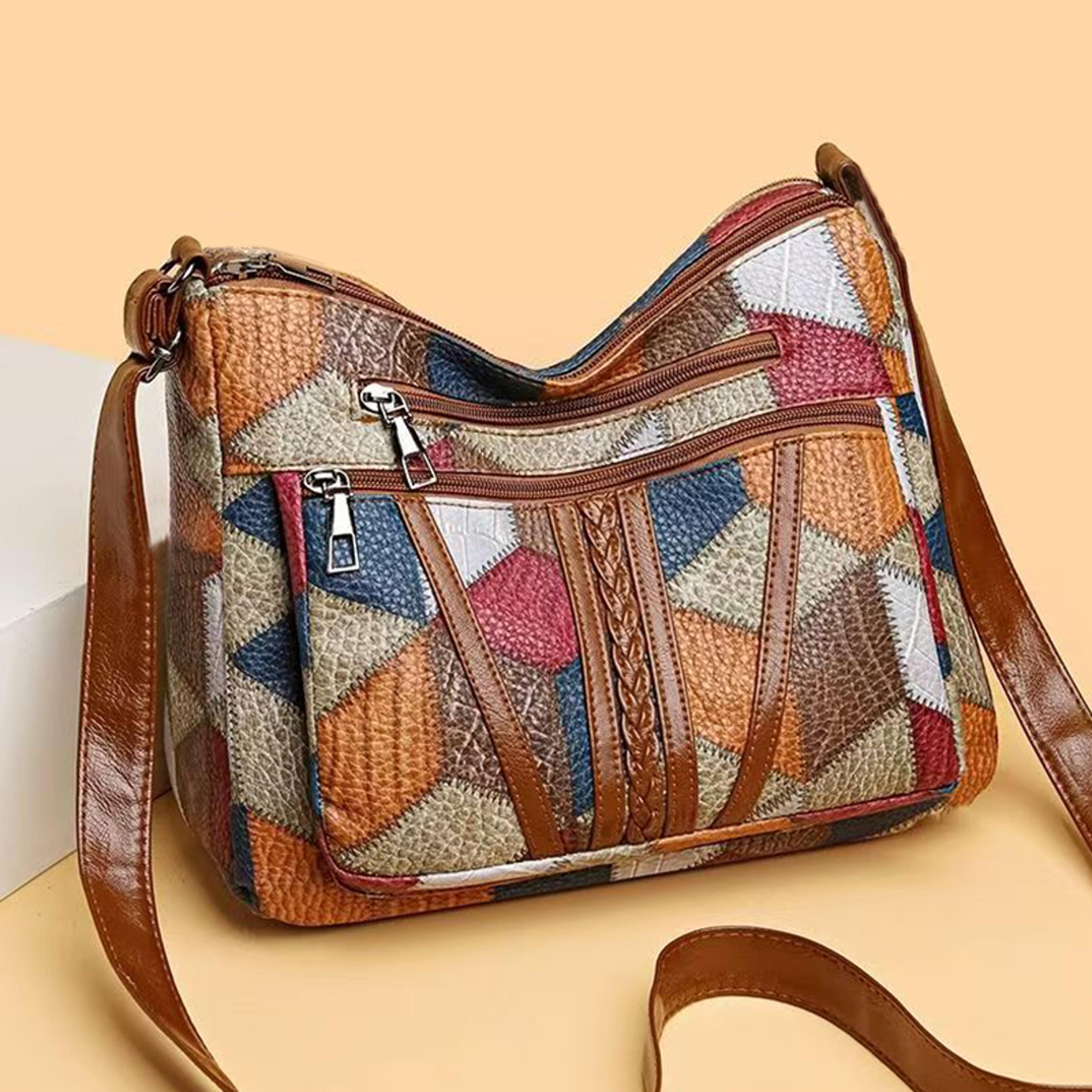 chic patchwork diaper bag backpack fashionable multi functional shoulder bag for moms
