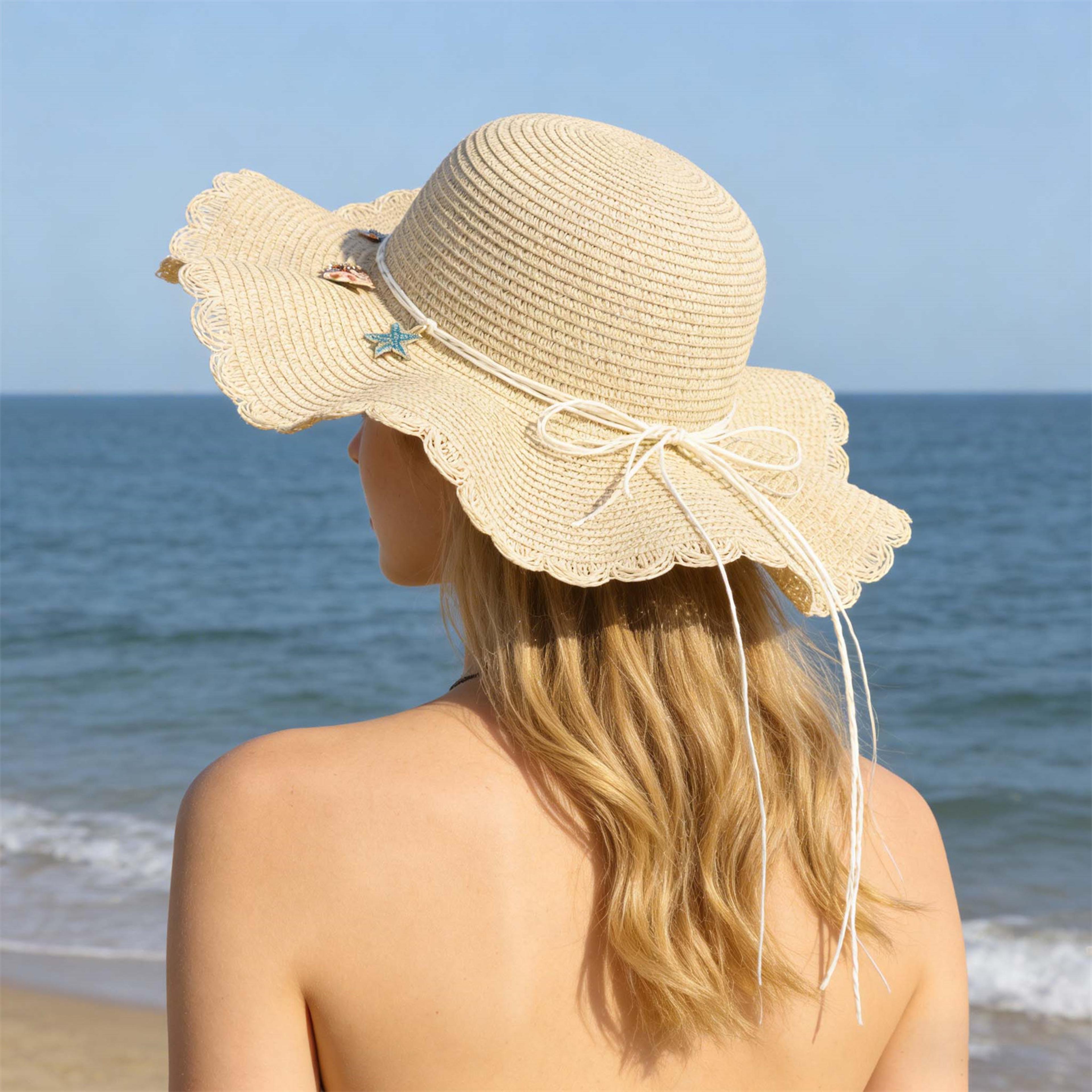 elegant women's straw sun hat wide brim packable summer beach cap with bow