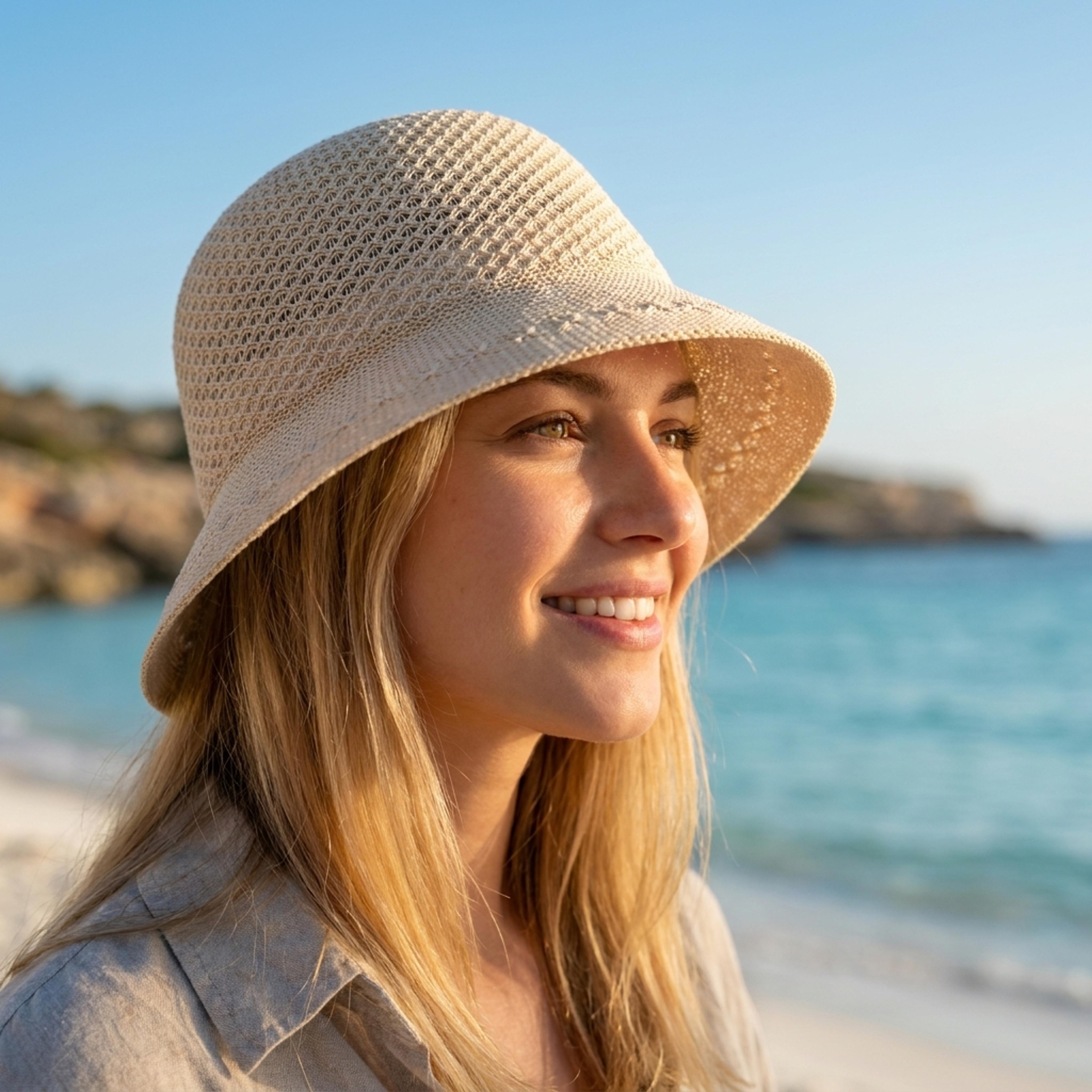 elegant wide brim sun hat for women breathable crochet bucket hat