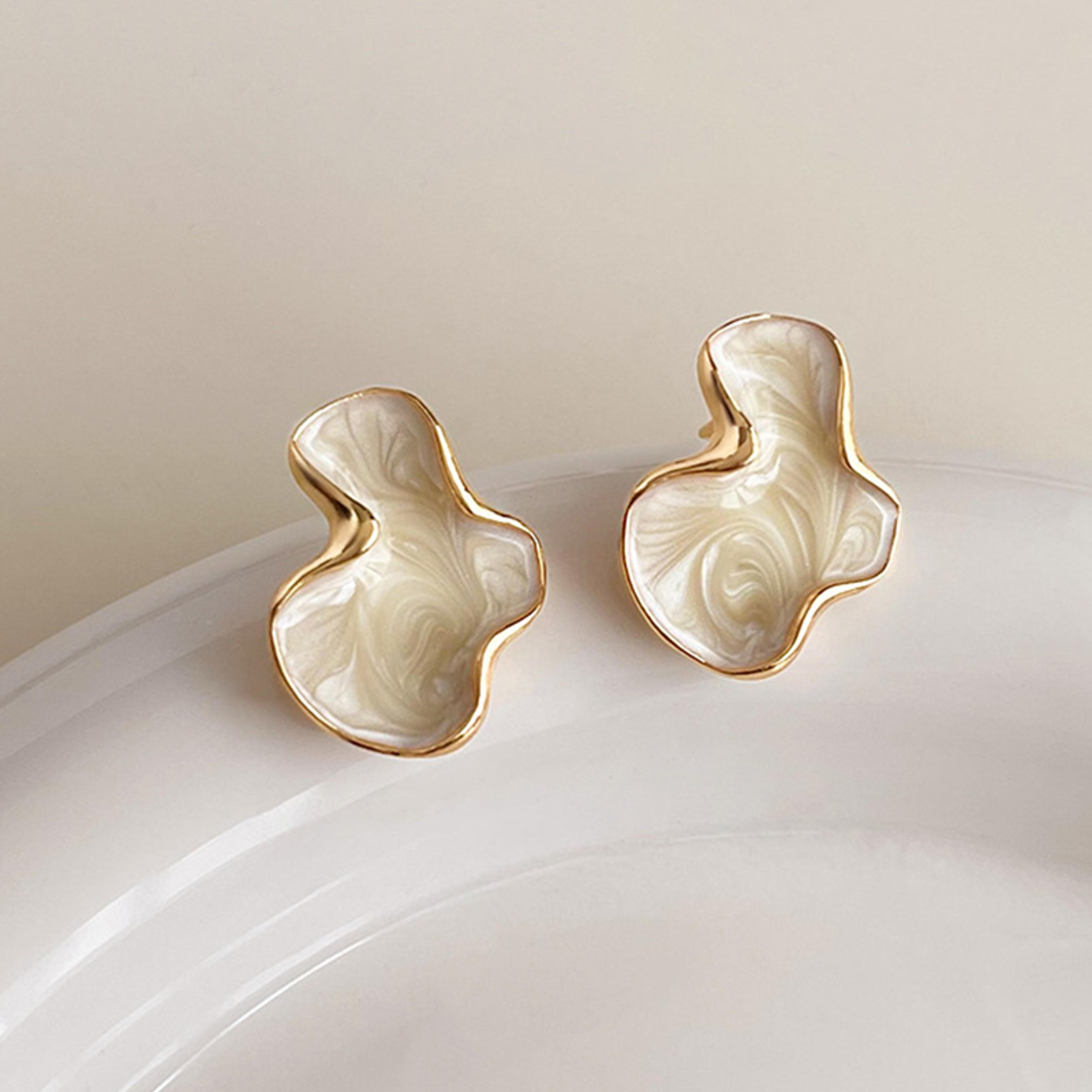 abstract cloud irregular stud earrings artistic minimalist ear jewelry