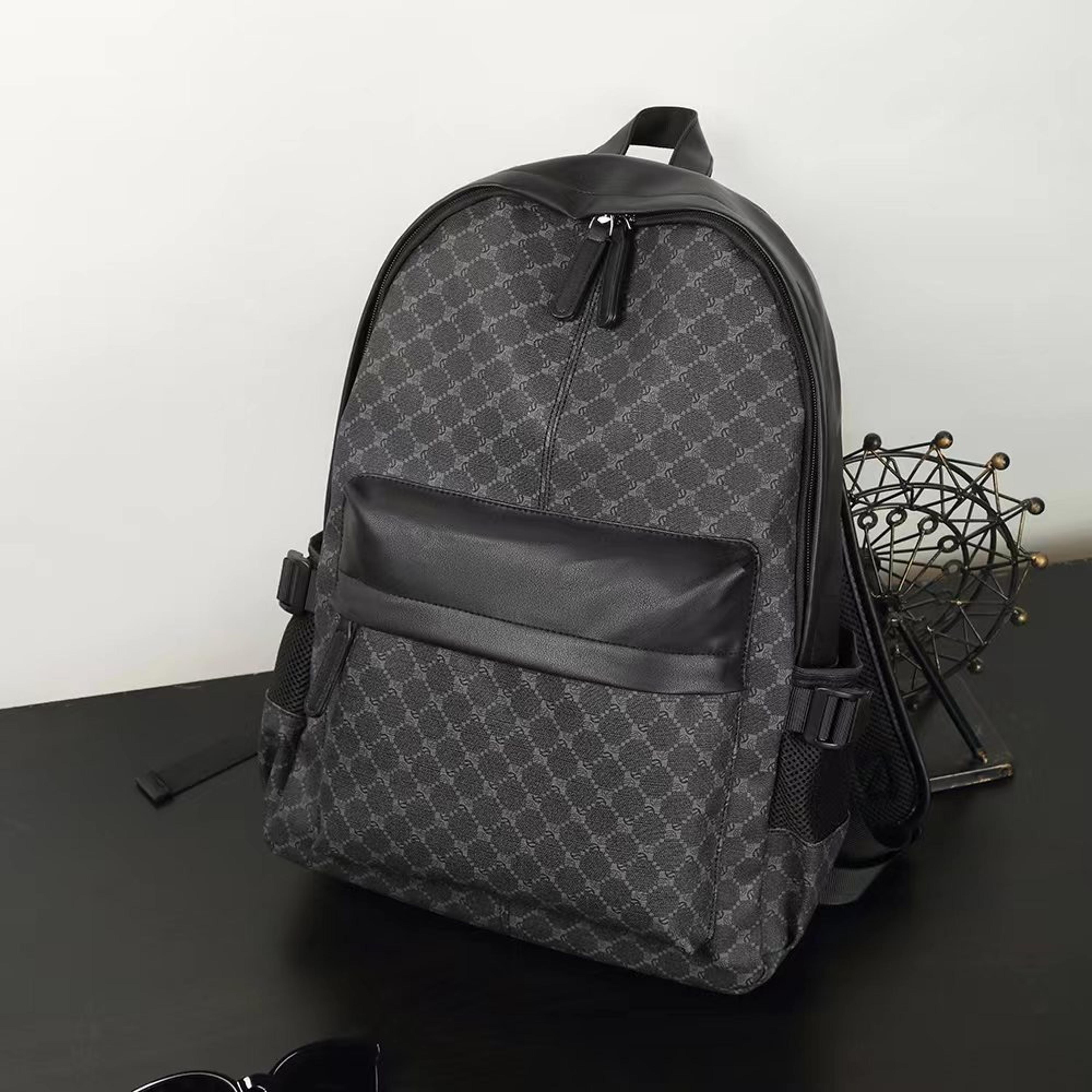 men waterproof pu leather business laptop backpack