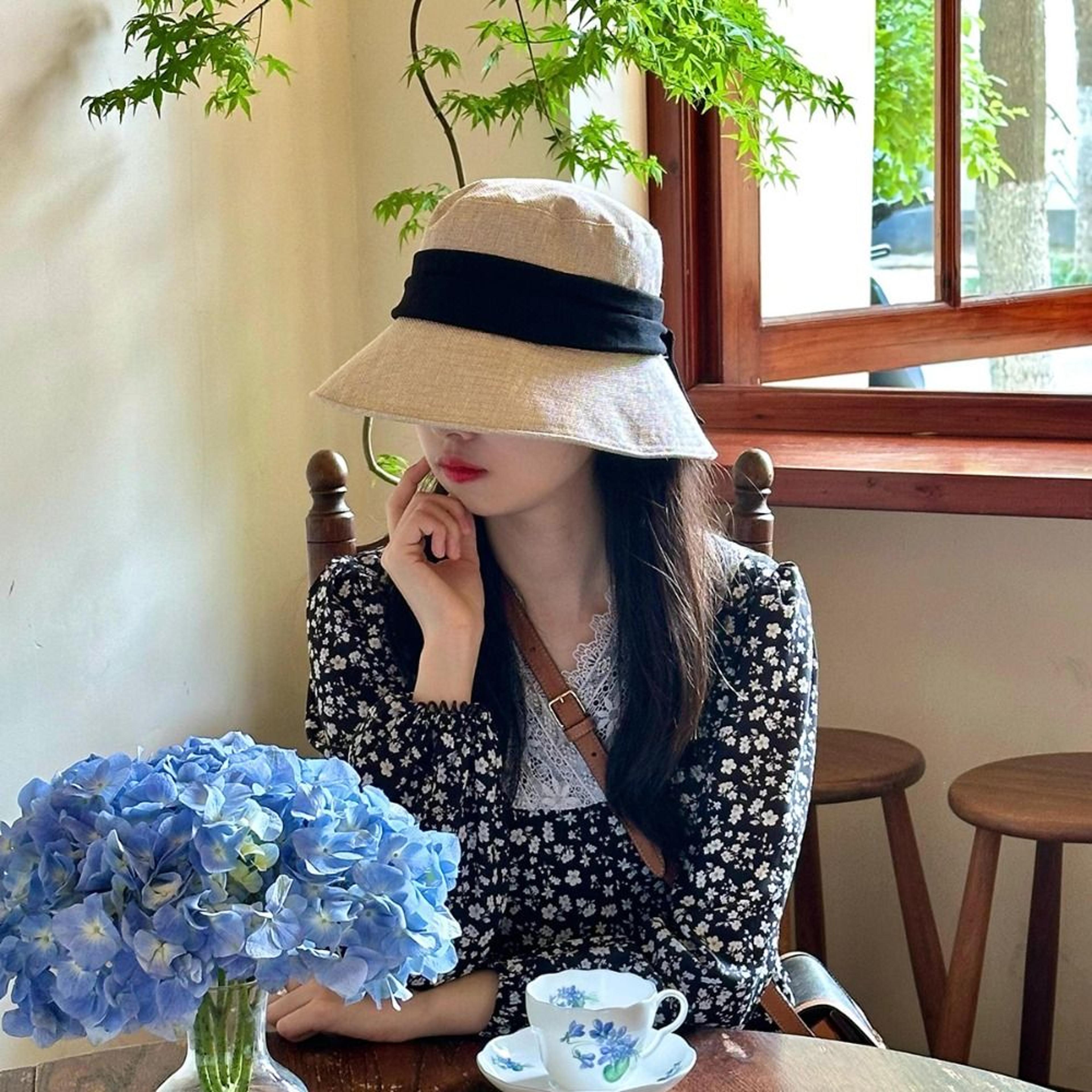 women's wide brim summer sun hat breathable bowknot cotton linen fisherman cap