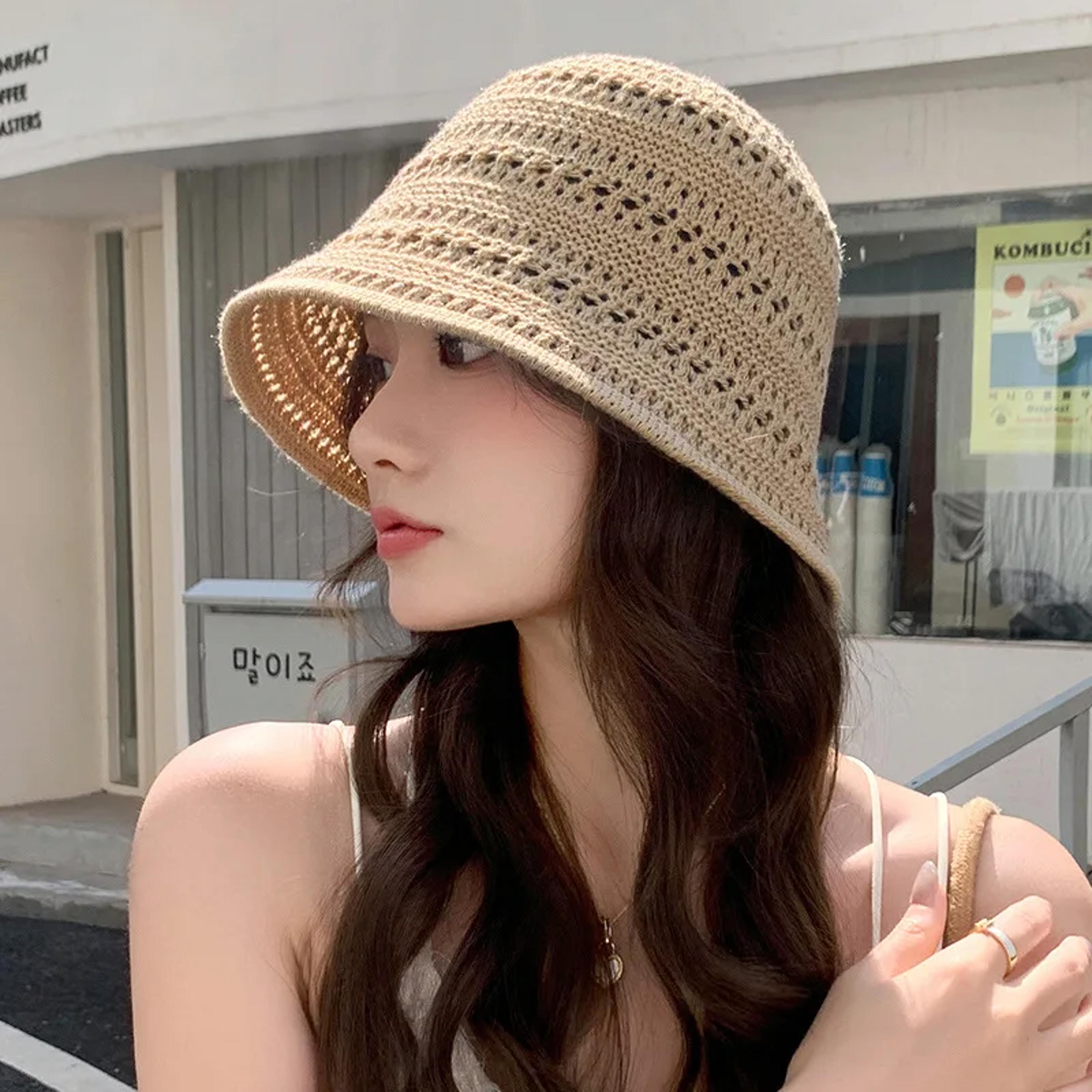 knit bucket hat breathable foldable fisherman hat
