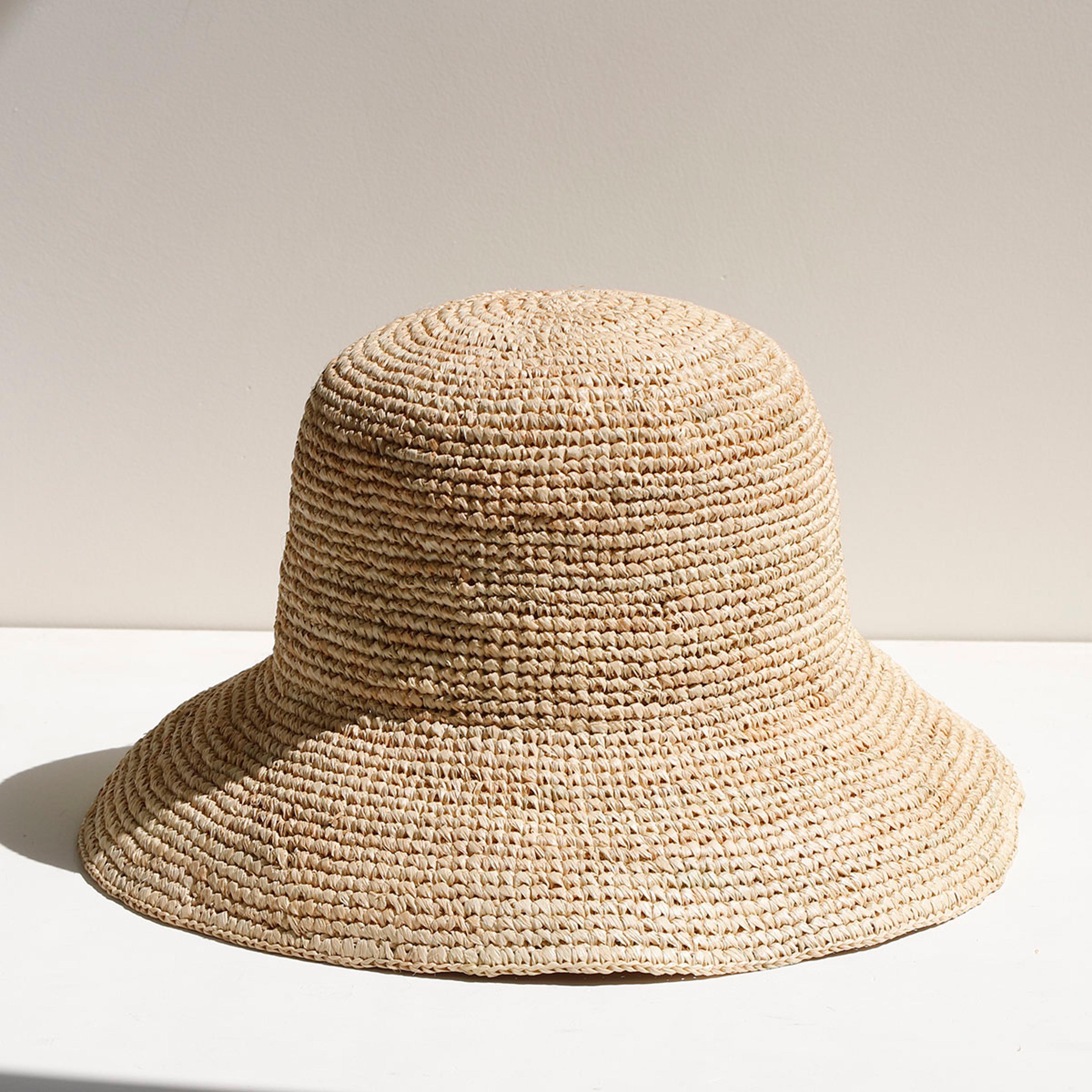 breathable raffia straw bucket hat – womens summer beach sun protection fisherman hat for travel