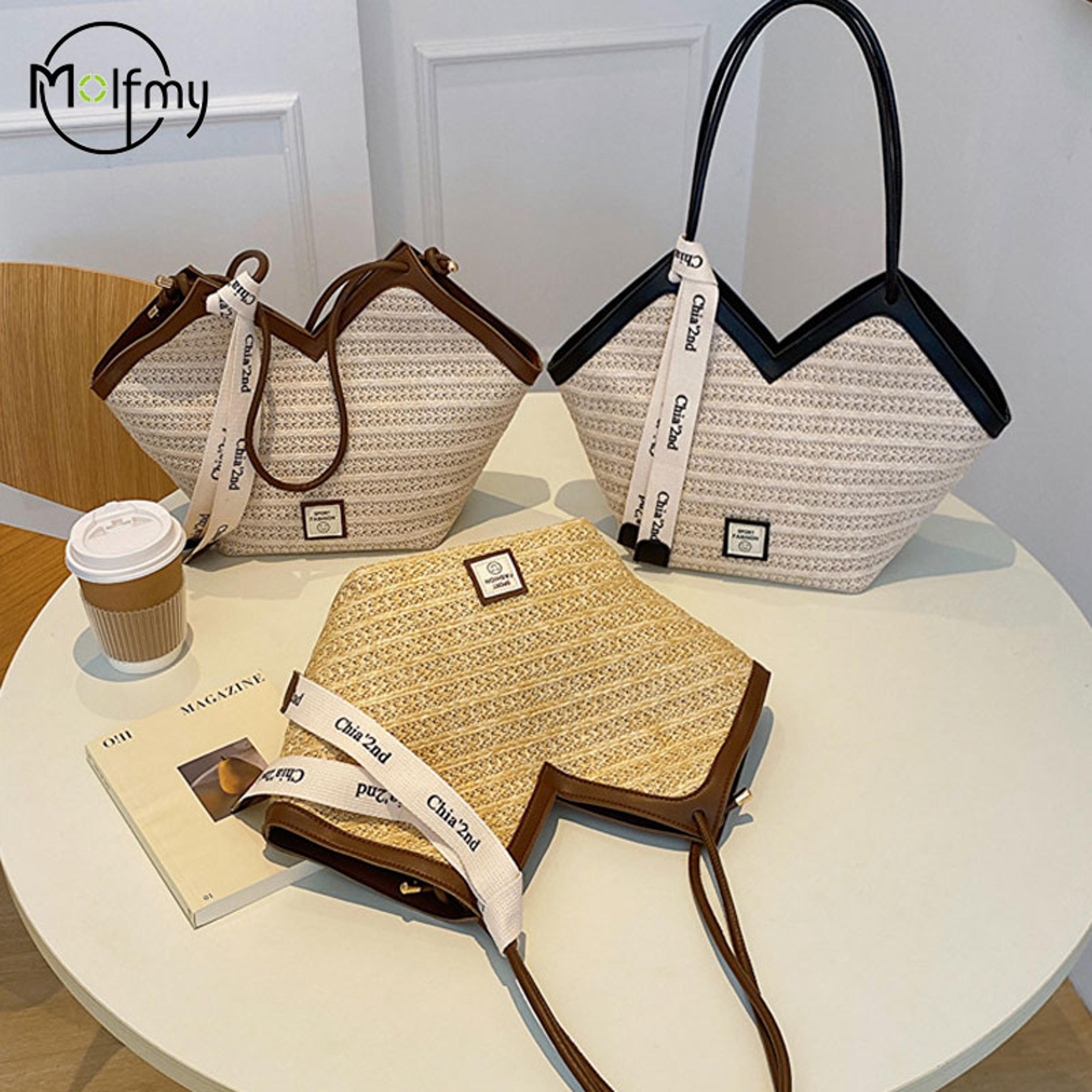 ladies vintage rattan beach bag handmade large woven summer tote