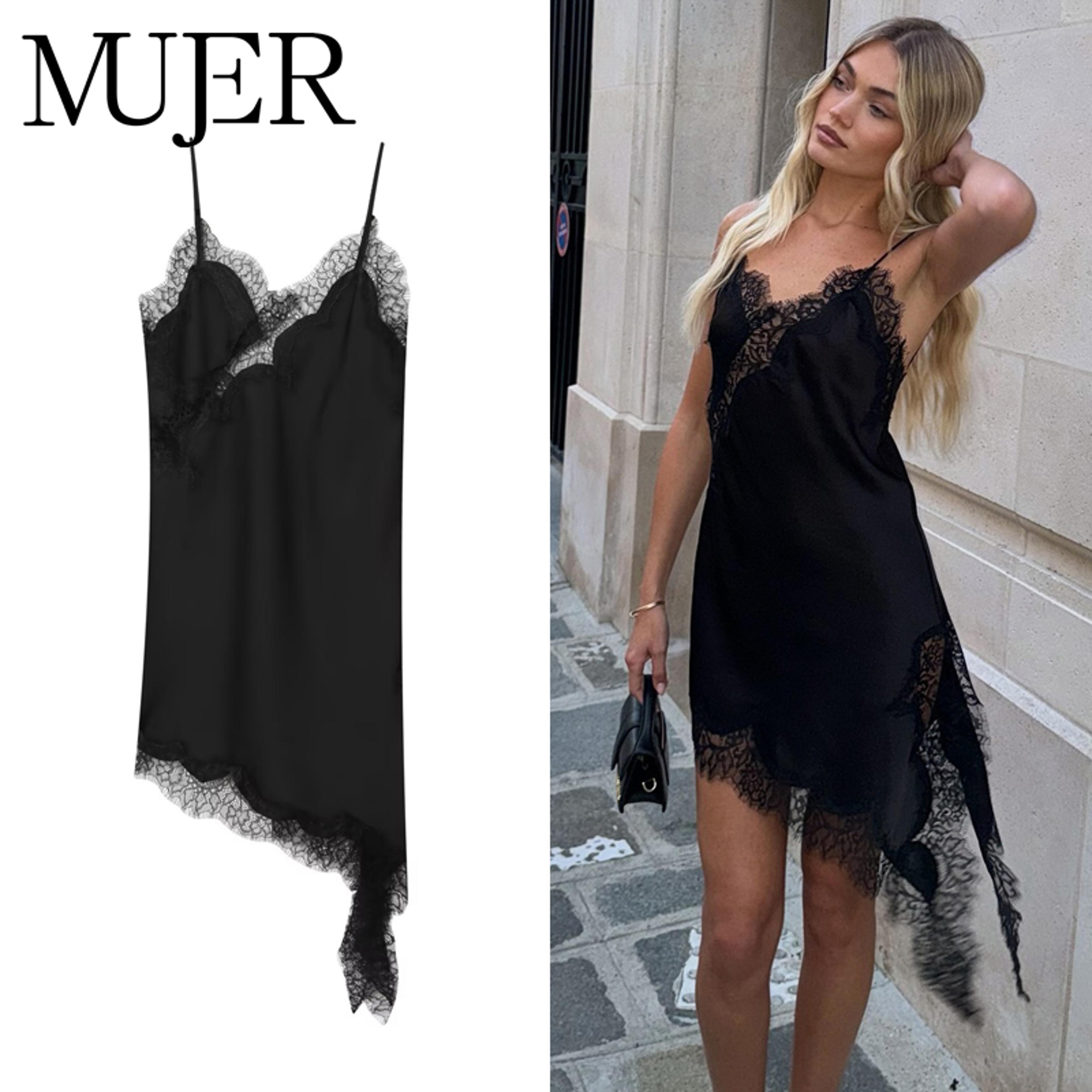 asymmetric party dress satin lace slip dress black backless short dress