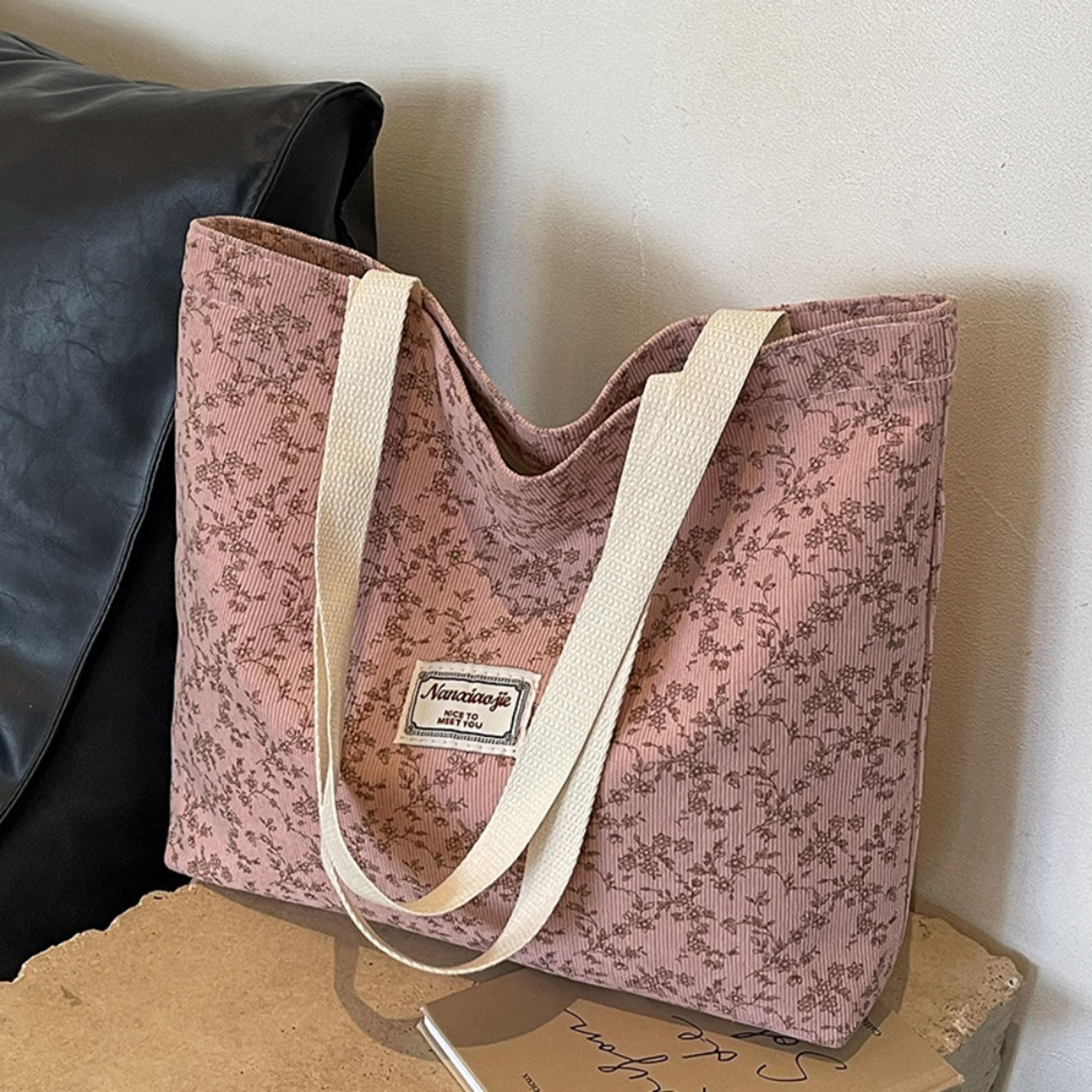 sweet chic corduroy tote bag – large capacity casual shoulder bag for women