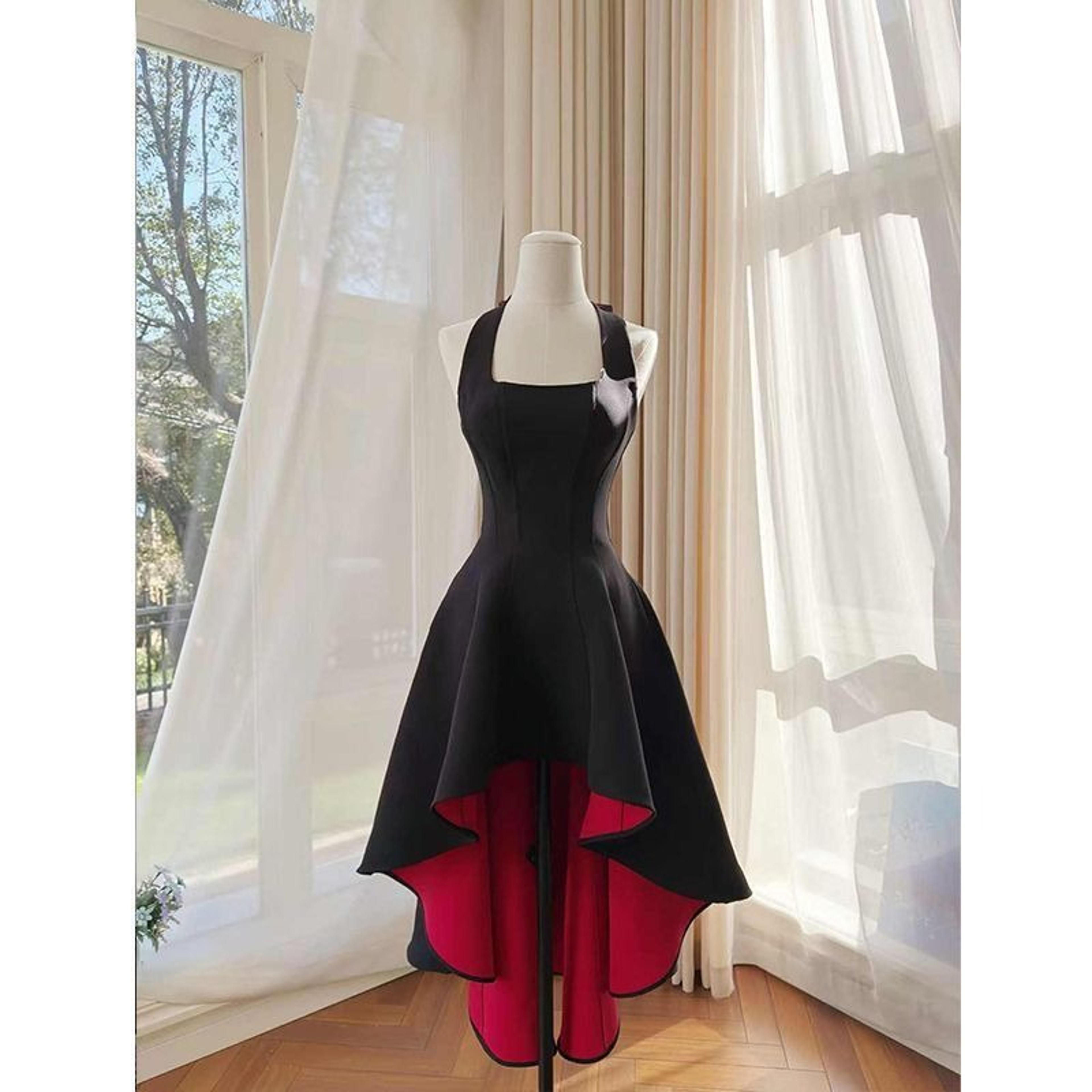 french vintage black patchwork long strap dress - elegant sleeveless bodycon party dress