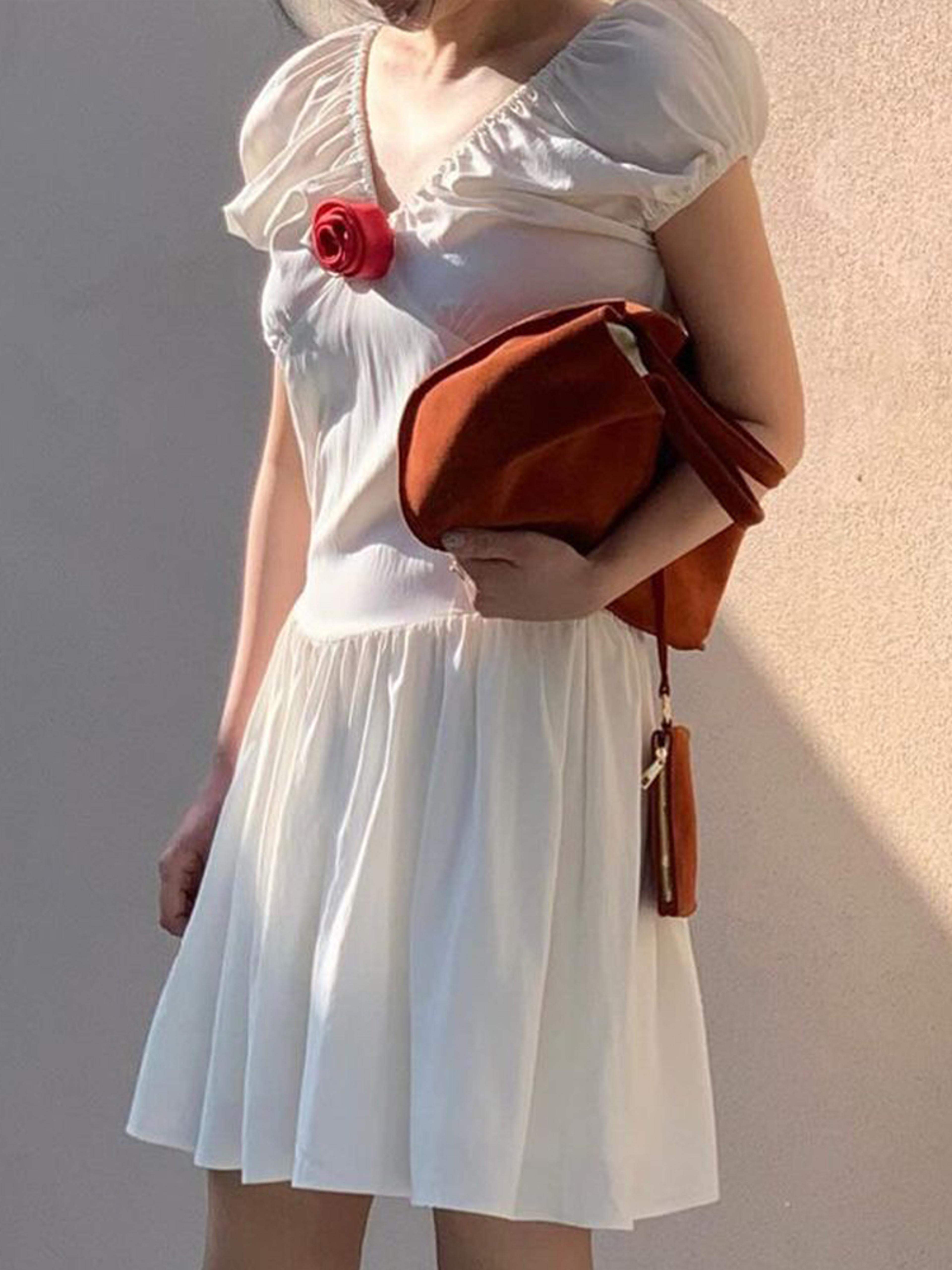 chic puff sleeve summer dress – elegant slim fit casual streetwear