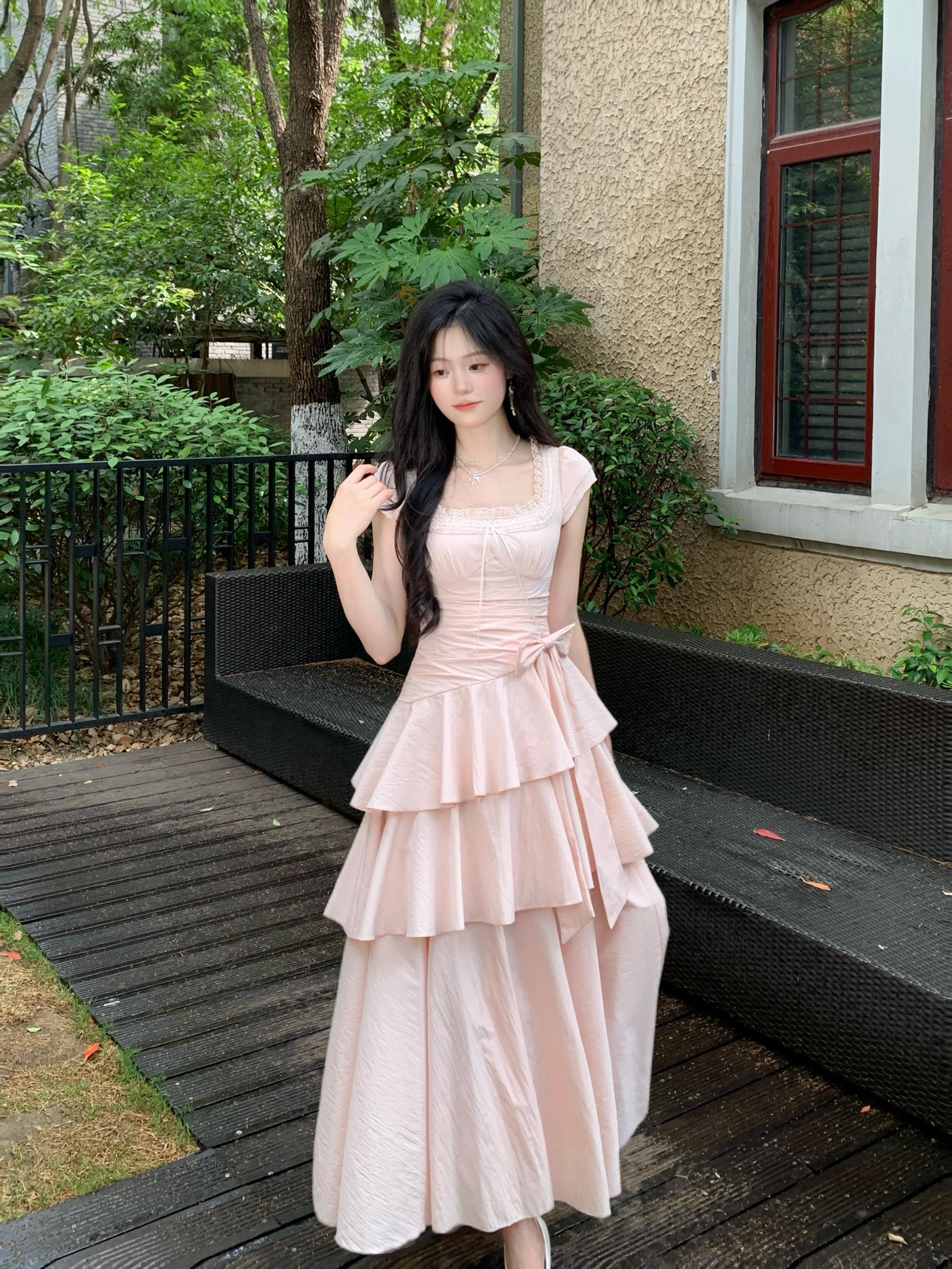 french vintage silhouette irregular evening dress – elegant summer maxi