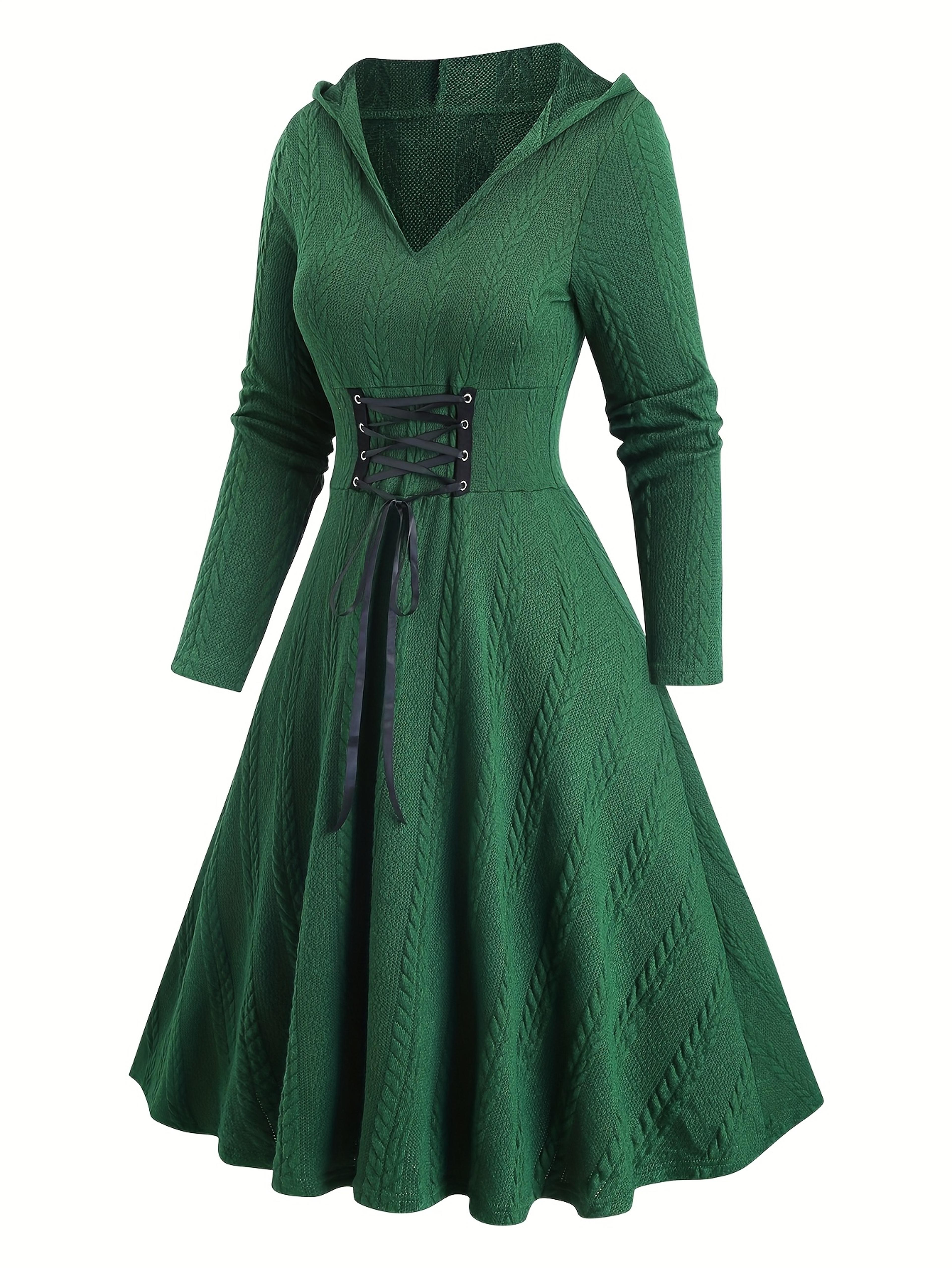 aura emerald vintage hooded dress – plus size retro renaissance gown