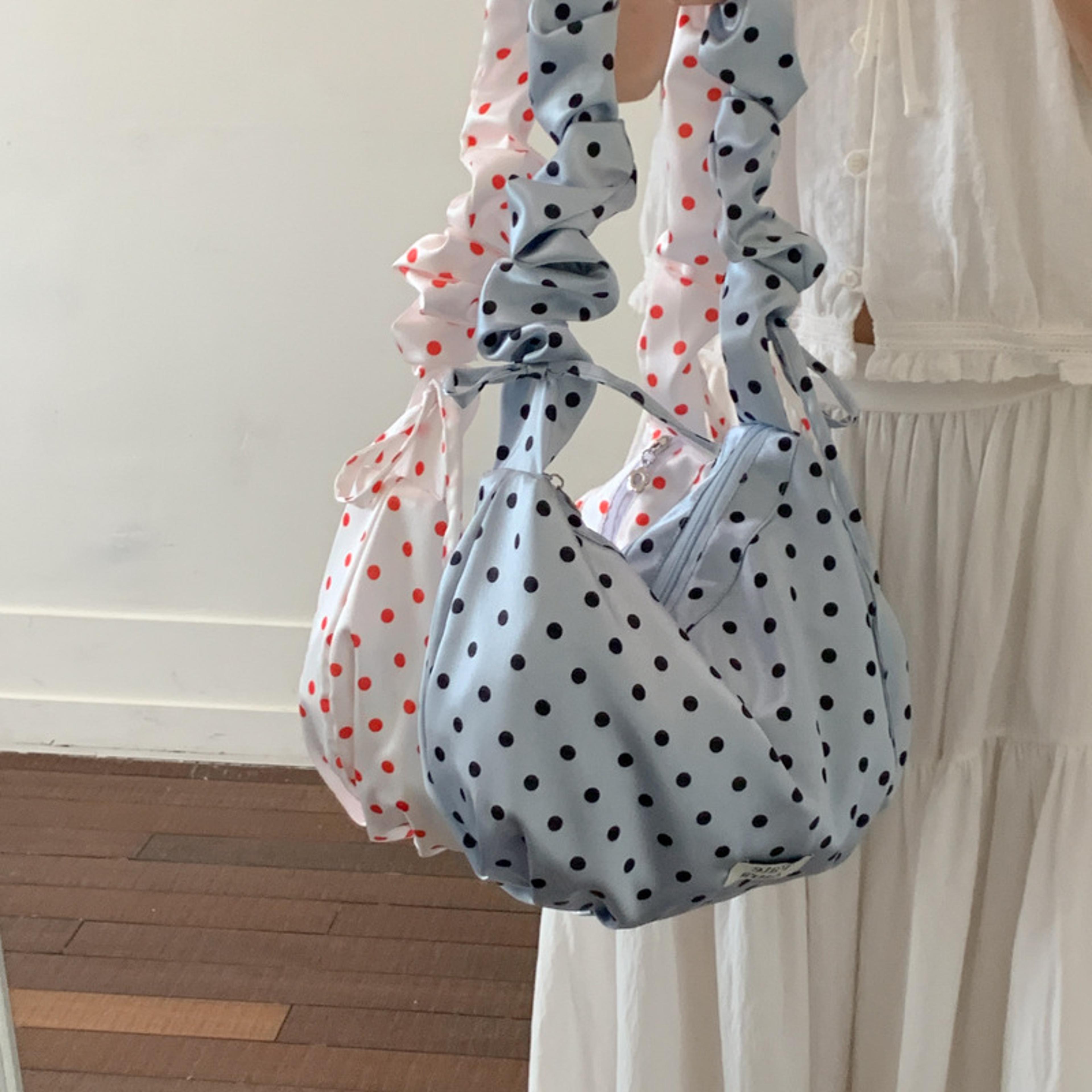 aura satin polka dot dumpling bag large capacity pleated tote bag & shoulder underarm bag for women