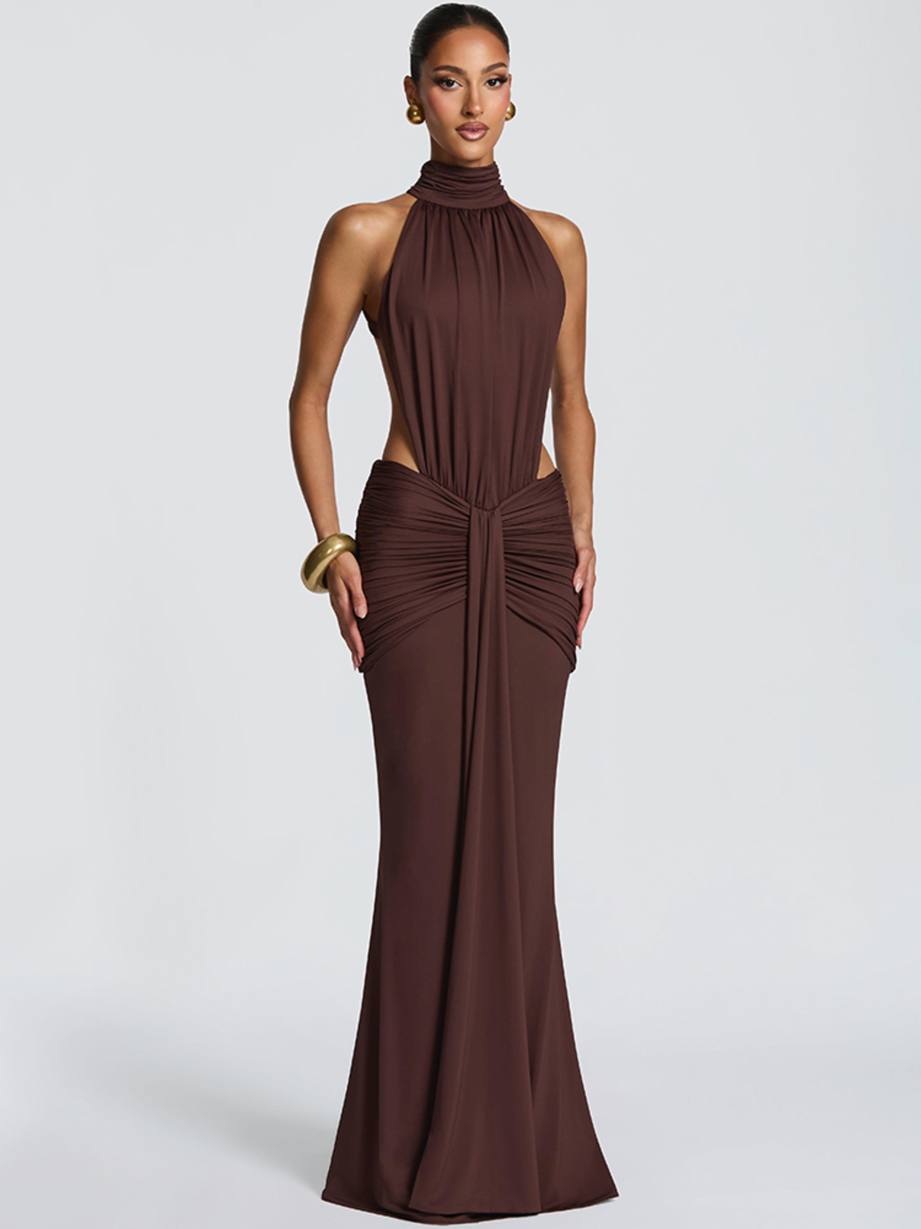 mozision backless turtleneck maxi dress elegant ruched bodycon evening gown for club party